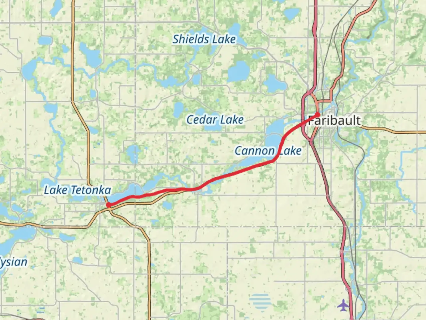 An image depicting the trail Sakatah Singing Hills State Trail and its surrounding area.