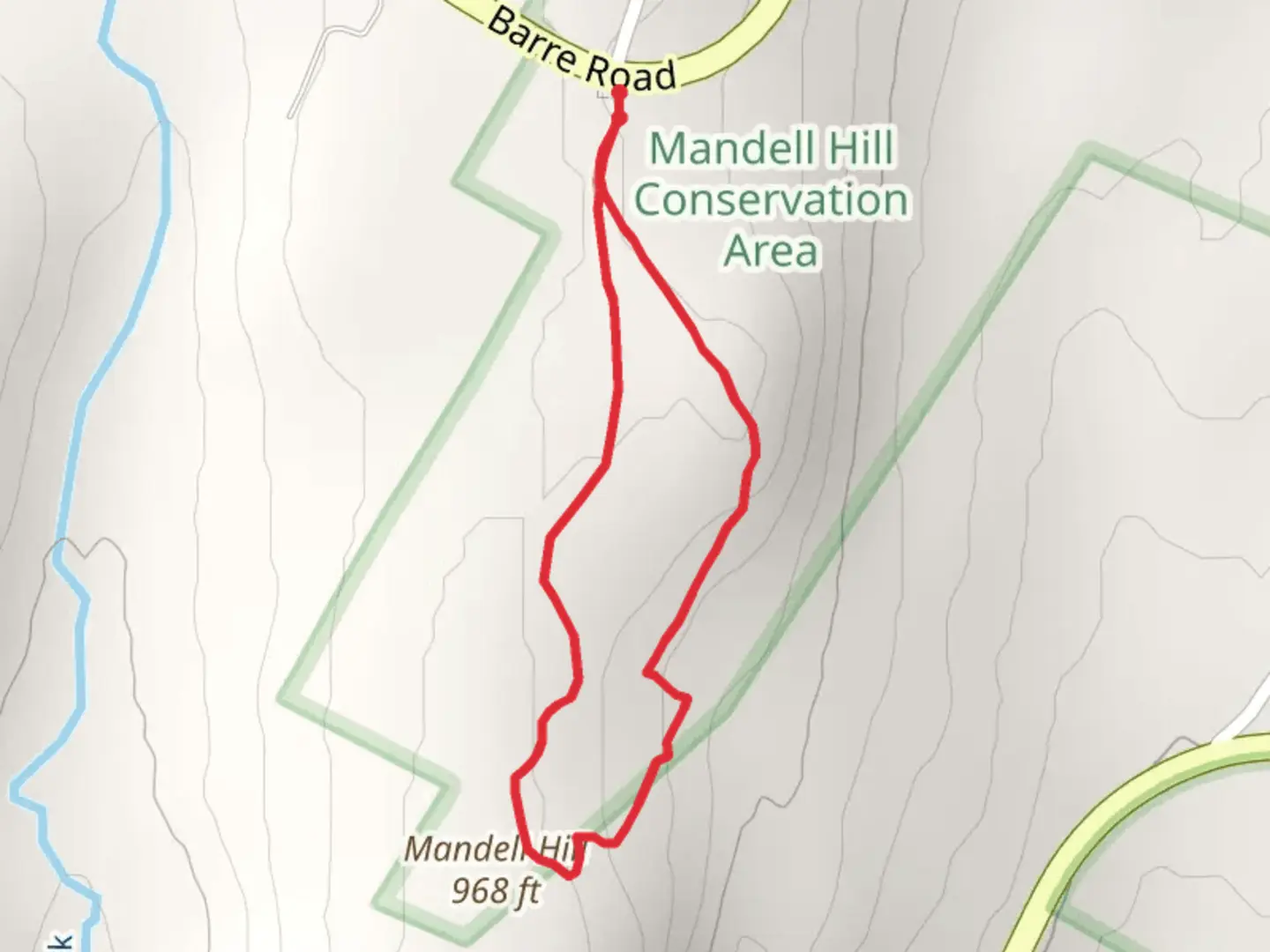An image depicting the trail Mandell Hill Loop and its surrounding area.