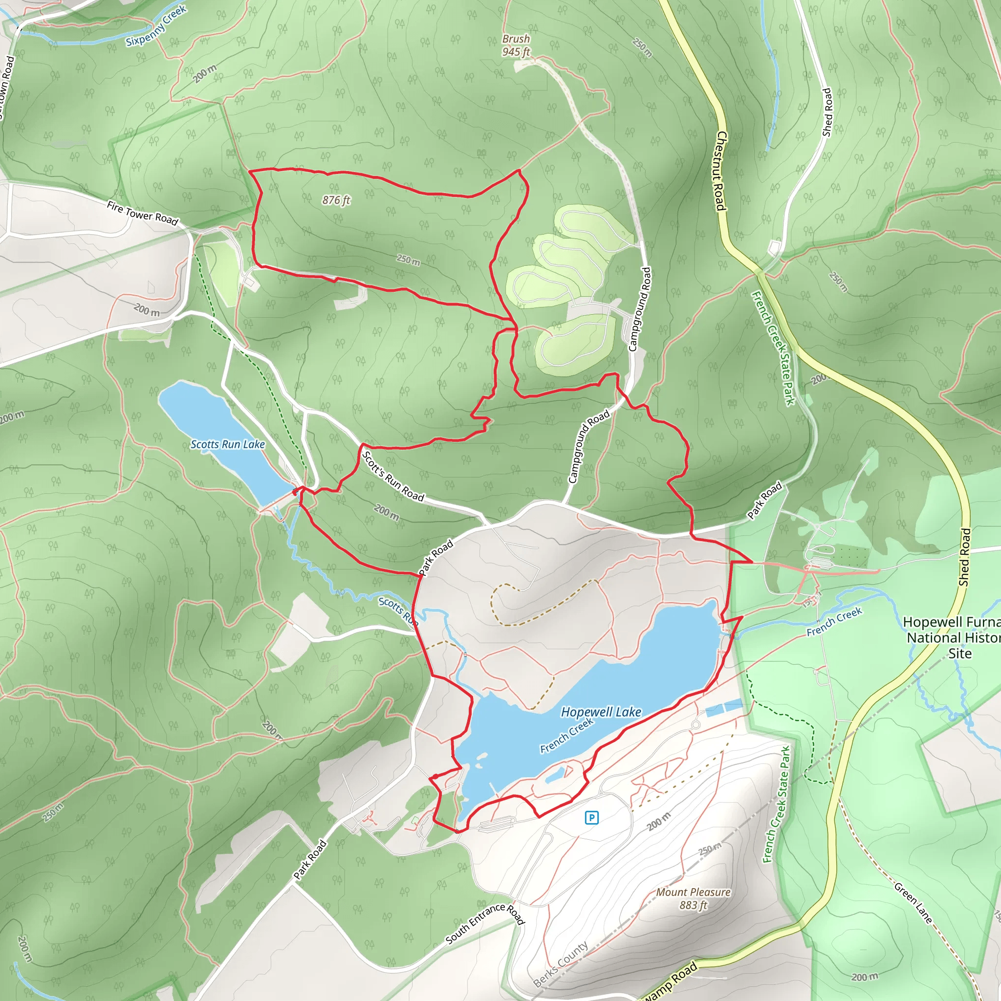 Hopewell Lake Scott's Run Lake Loop via Boone Trail mobile static map