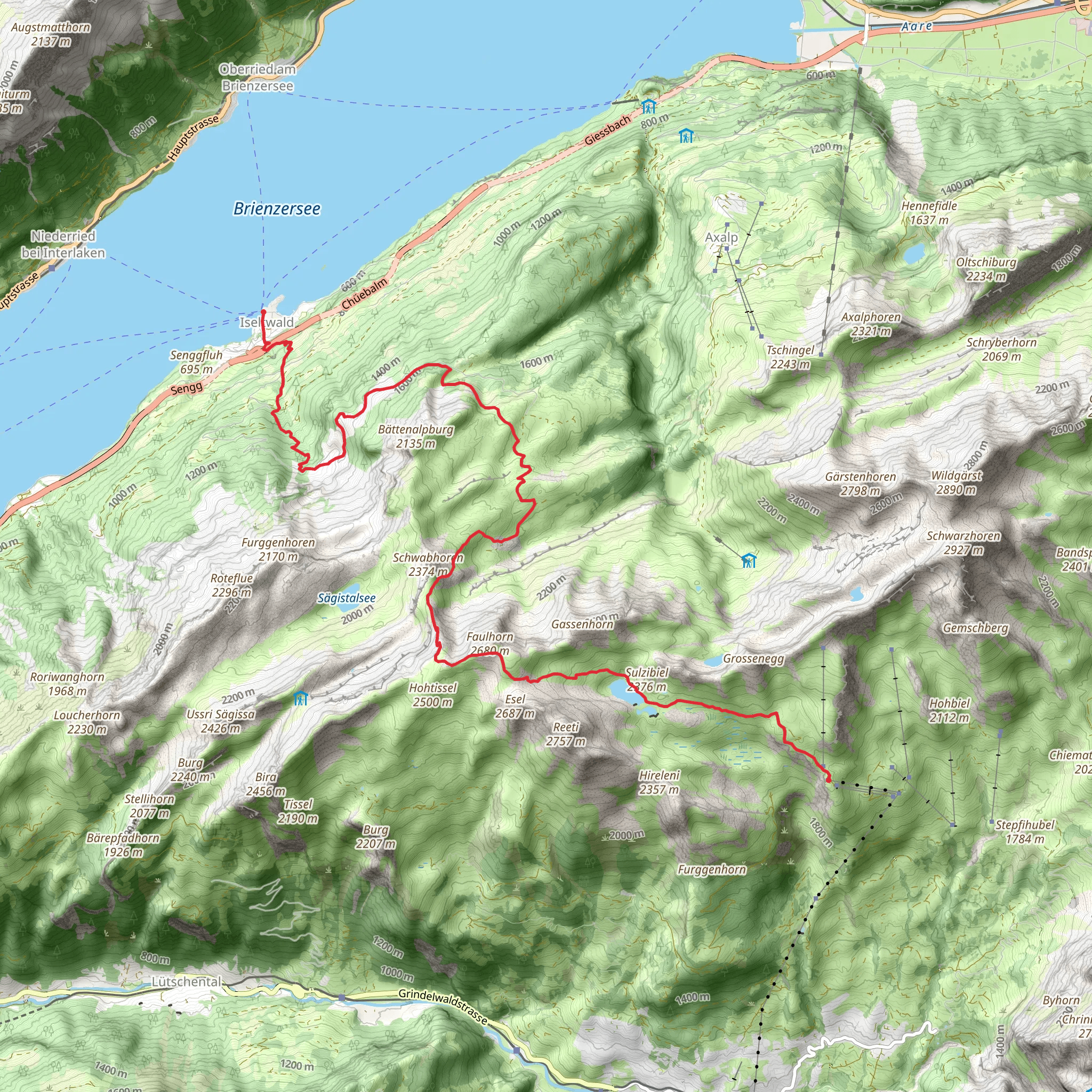 Bättenalp- Faulhorn – Iseltwald mobile static map