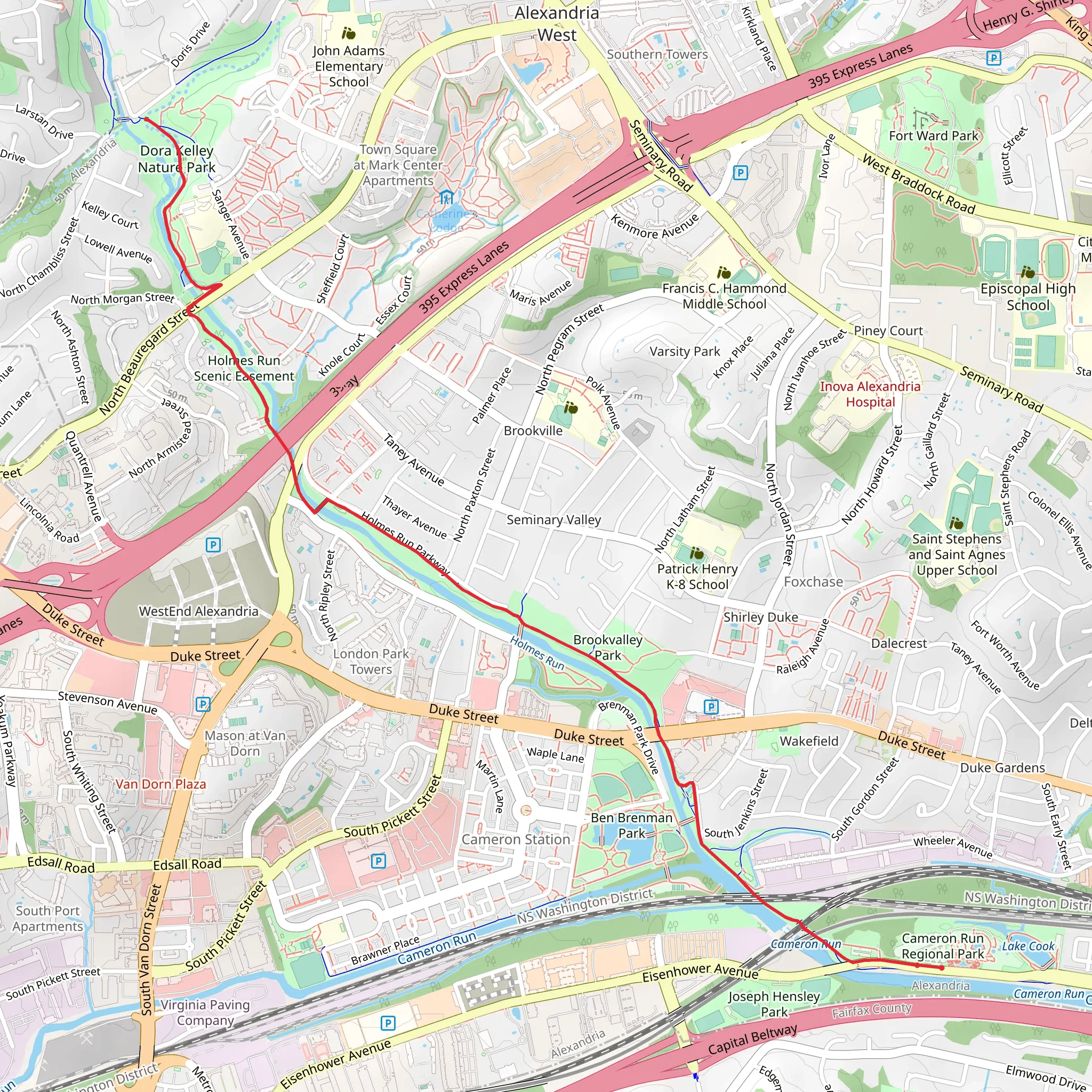 Holmes Run Park Trail mobile static map