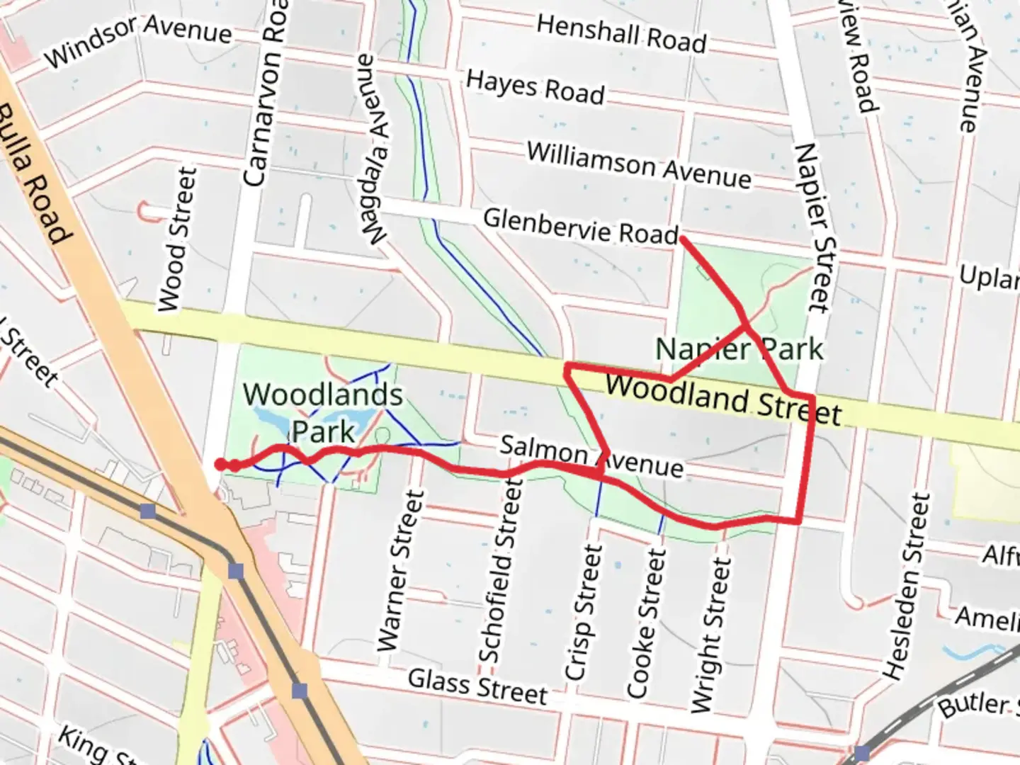 An image depicting the trail A Tale of two parks - Essendon Walk and its surrounding area.