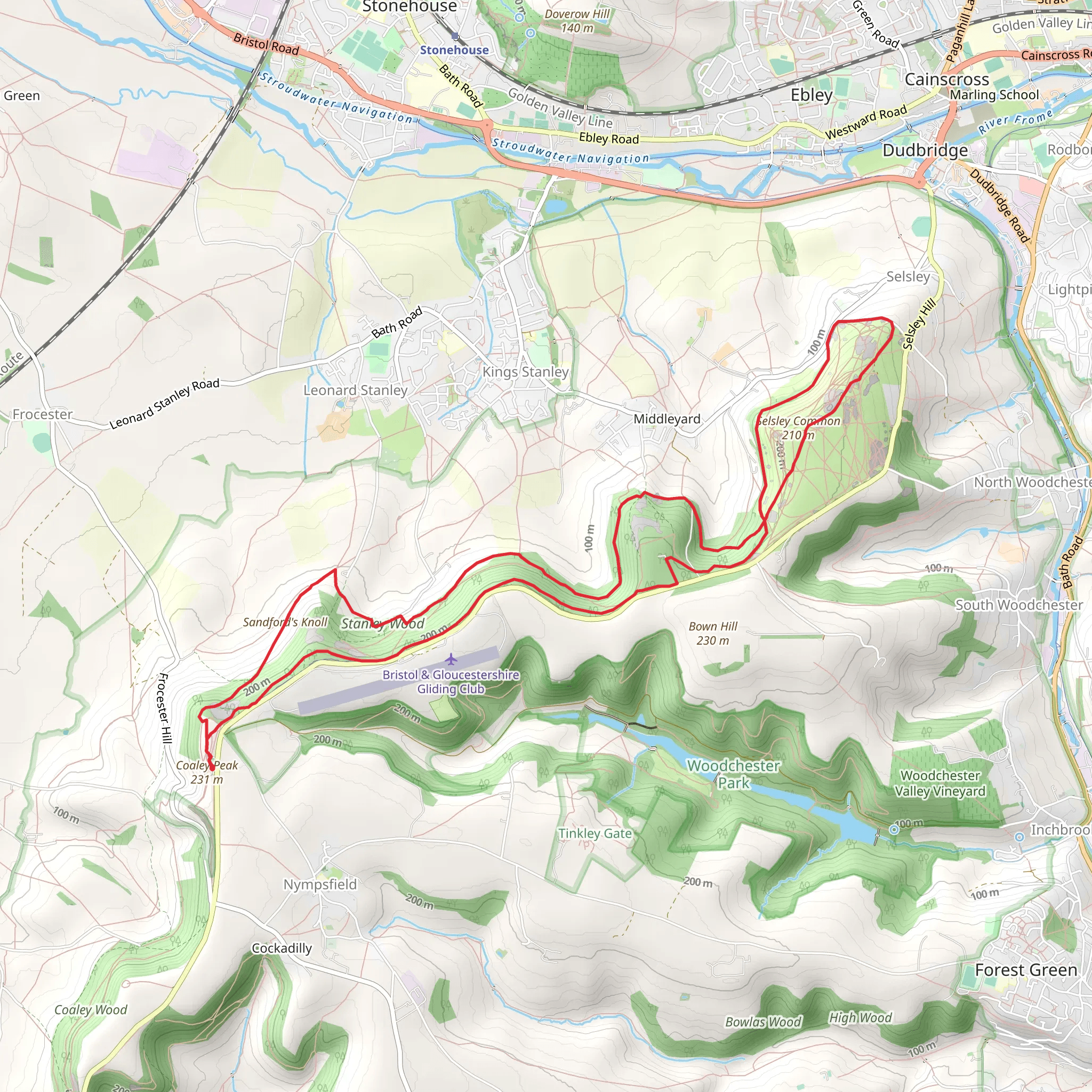 Stanley Wood and Selsley Common Loop - Nympsfield mobile static map