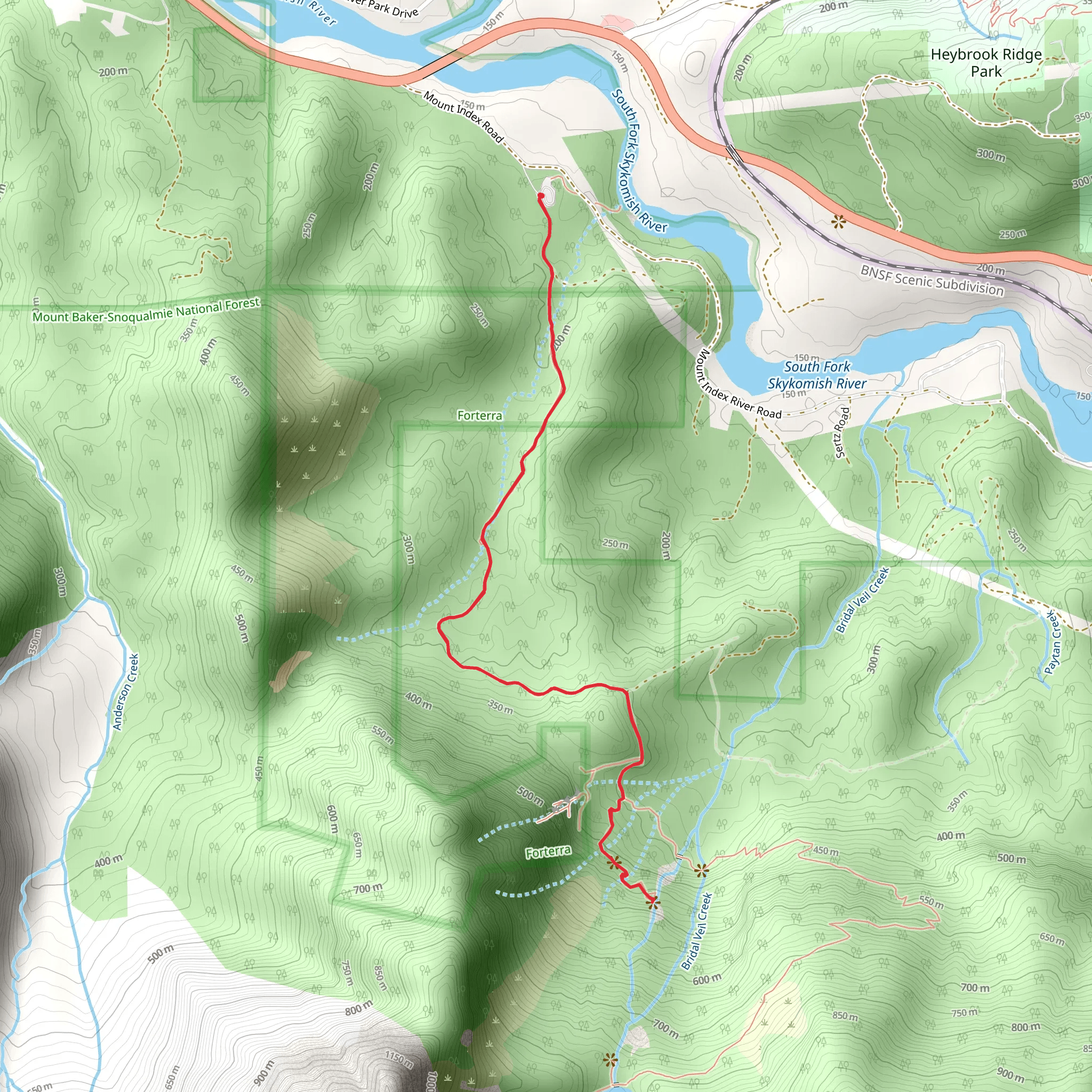 Bridal Veil Falls Trail mobile static map