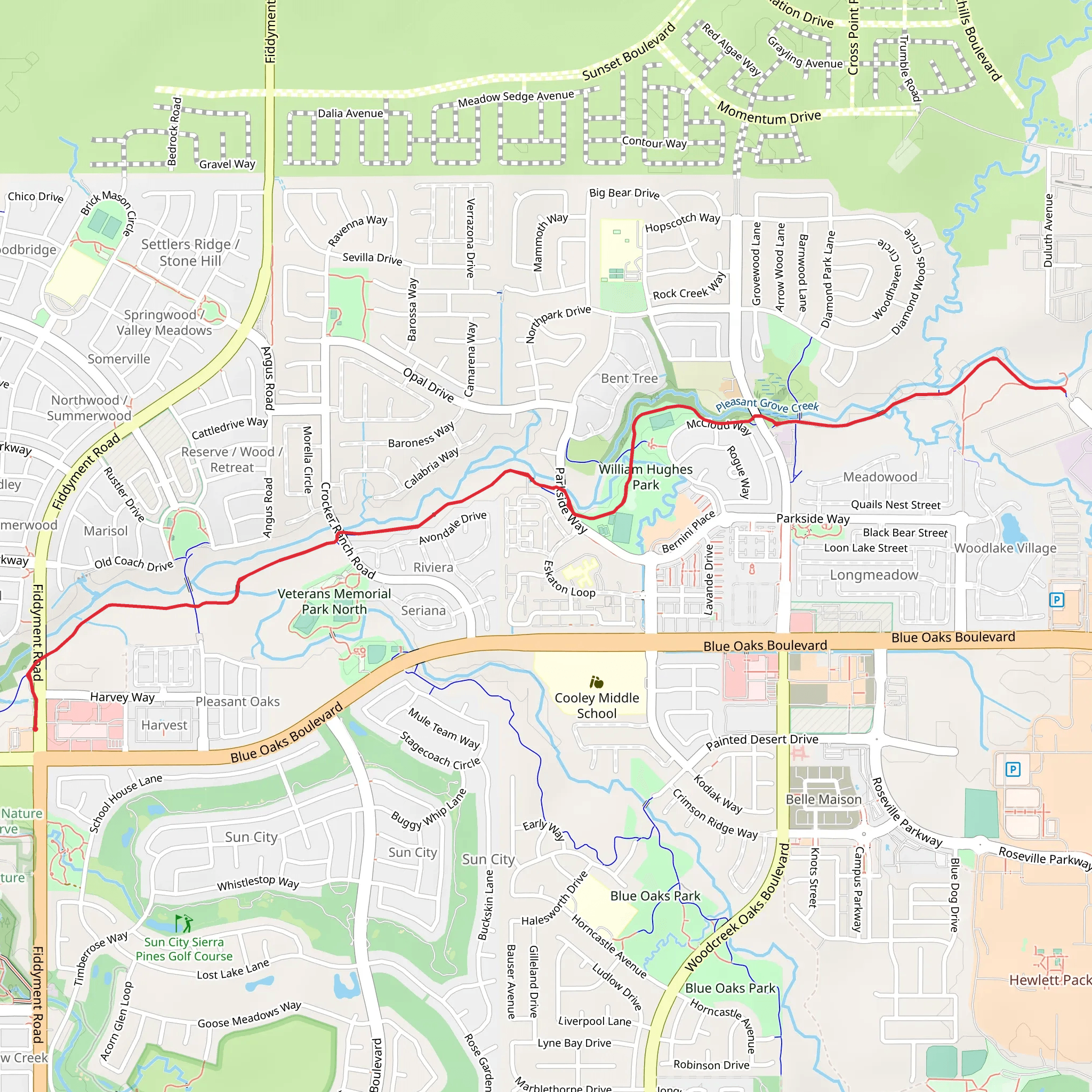 Pleasant Grove Creek Trail mobile static map