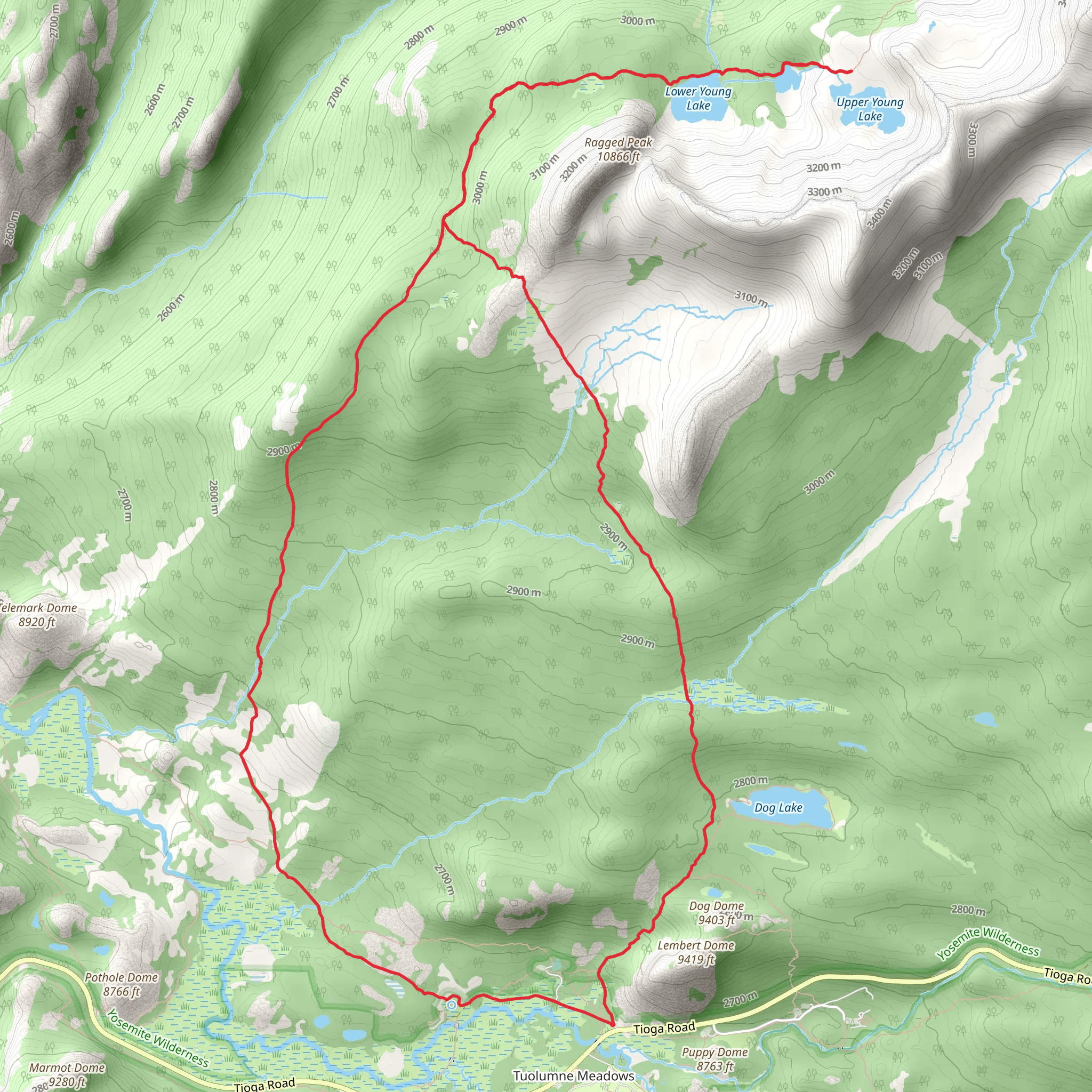 Ragged Peak and Young Lakes Loop mobile static map