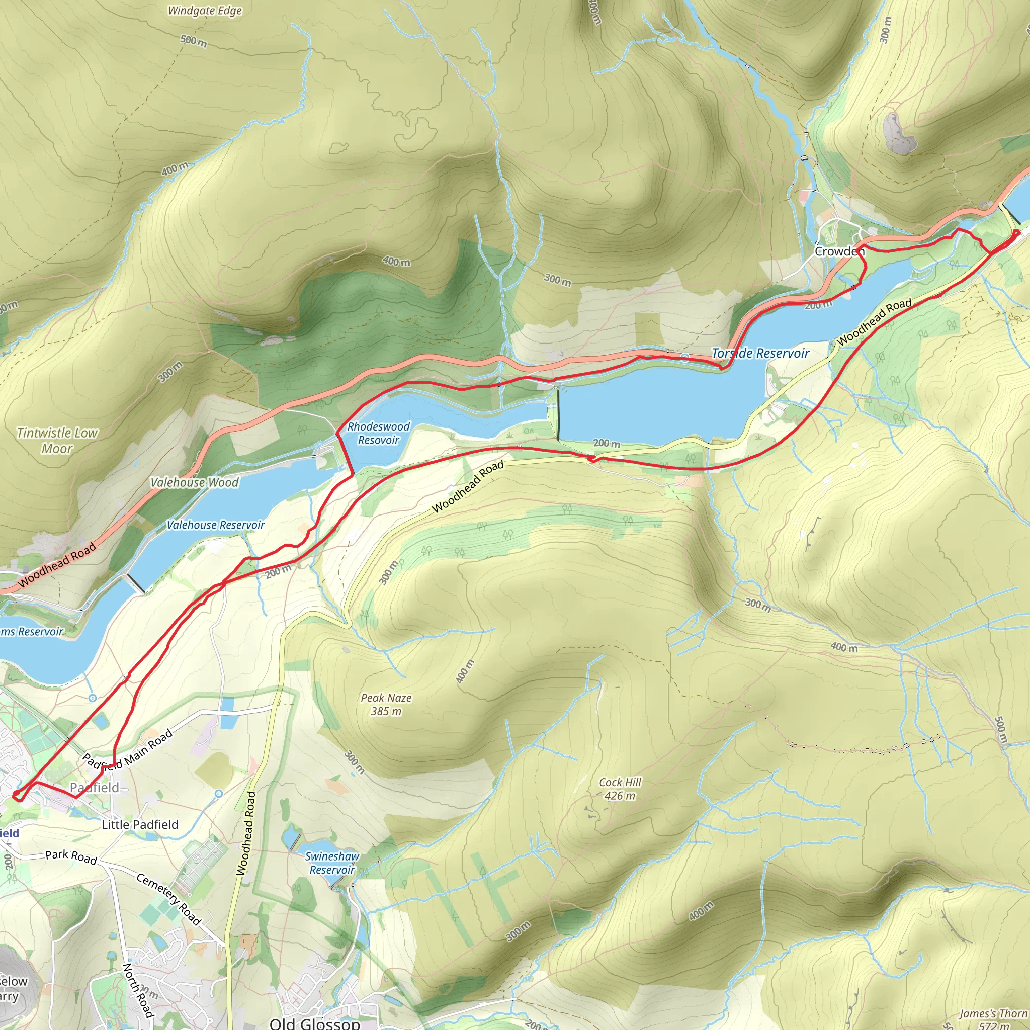 Longdendale from Hadfield Station mobile static map