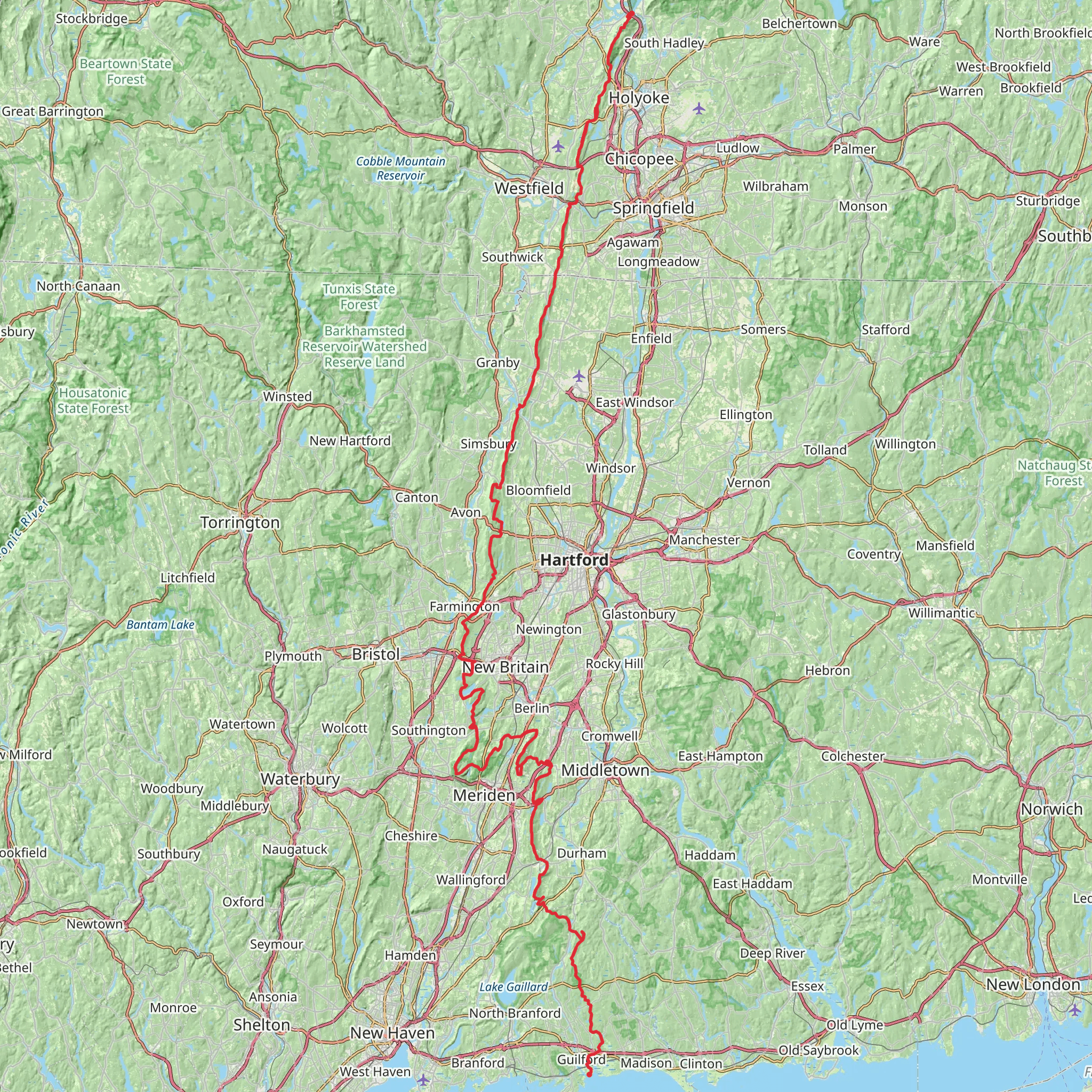 Easthampton to Guilford Trail mobile static map
