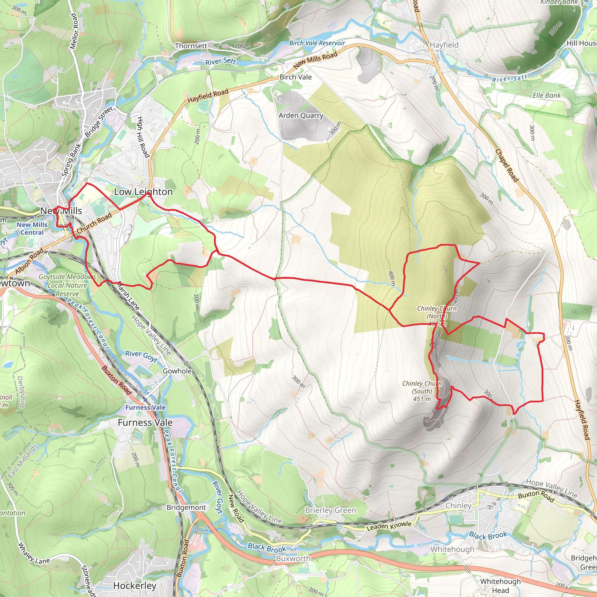 Chinley Churn and New Mills Loop mobile static map