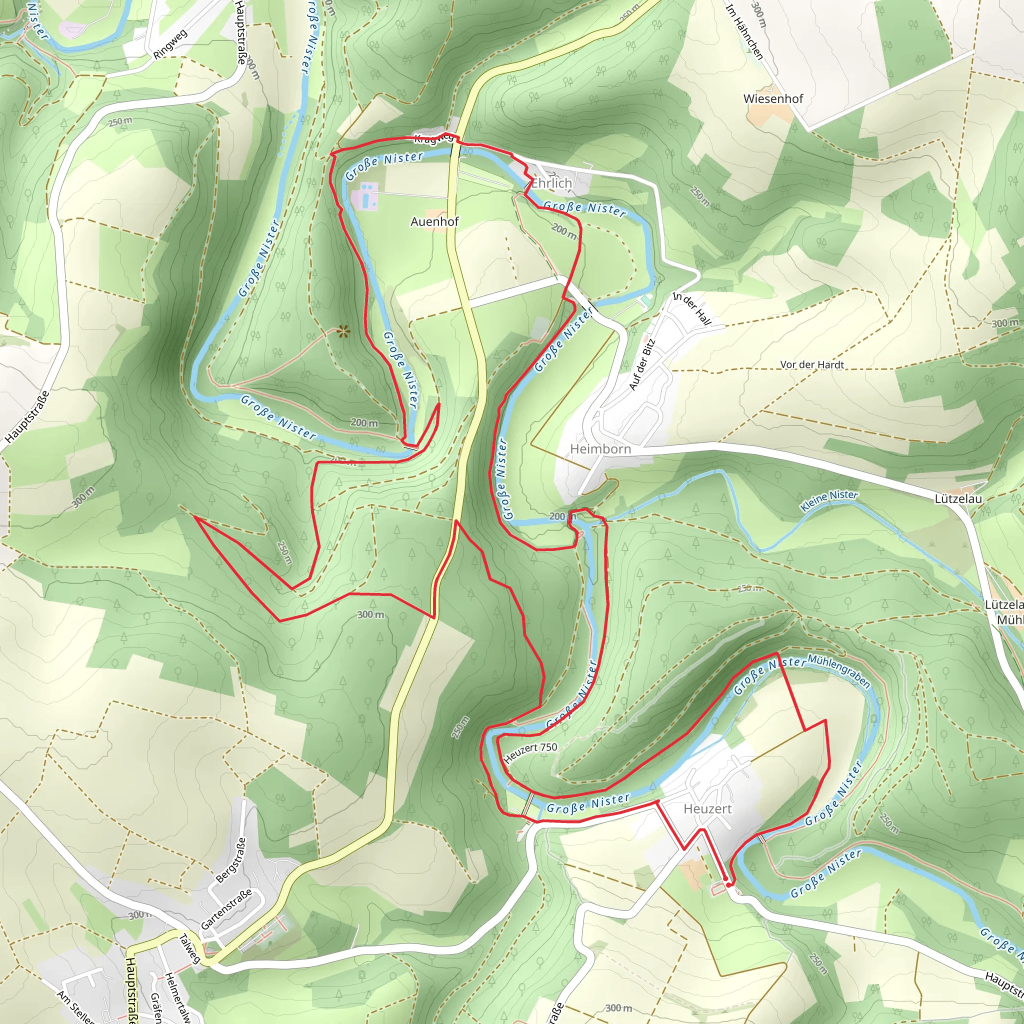 Heuzert and Heimborn Loop via Krag mobile static map