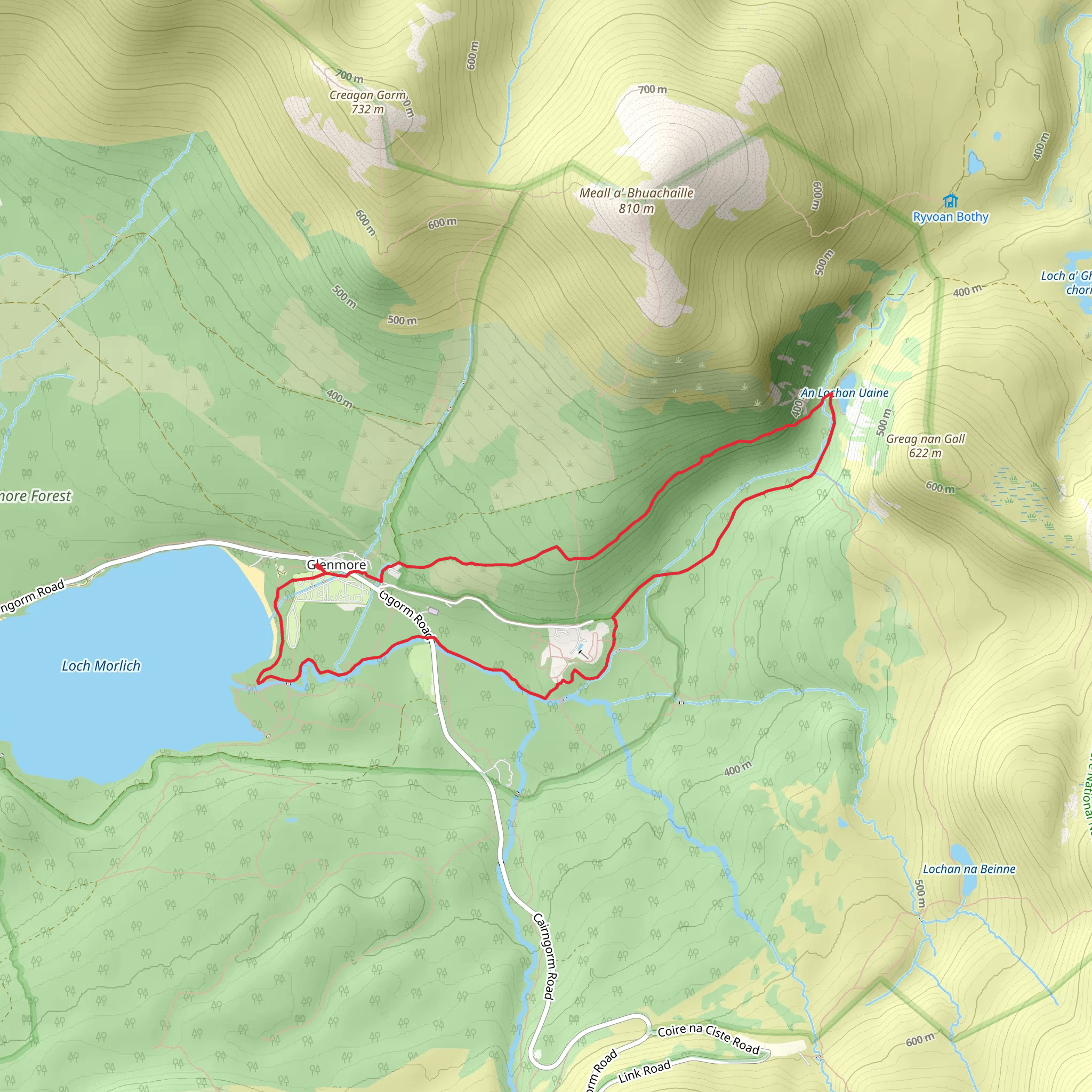 Lochan Uaine Loop from Glenmore mobile static map