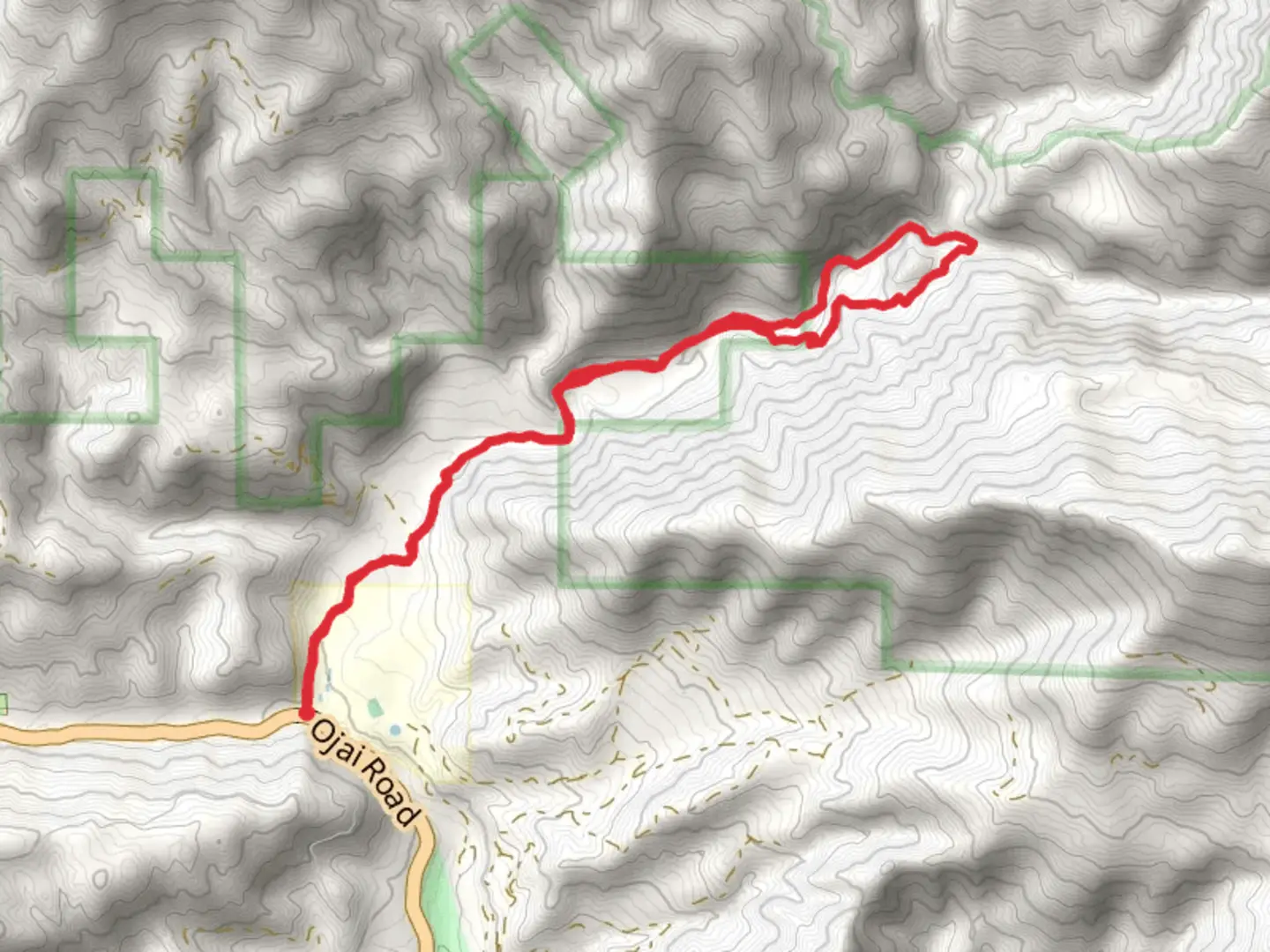 An image depicting the trail Santa Paula Creek - East Fork Trail and its surrounding area.