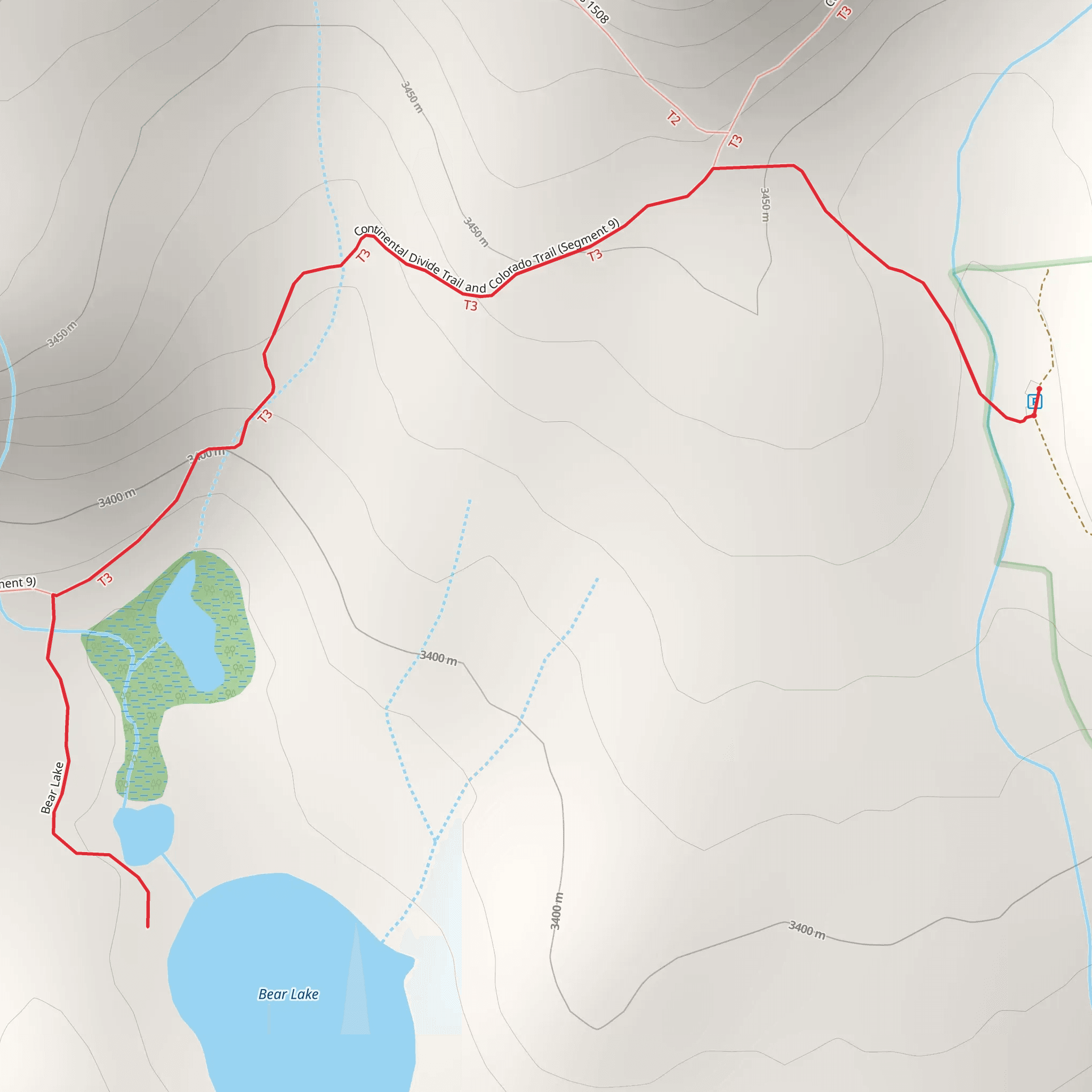 Bear Lake and Colorado Trail mobile static map