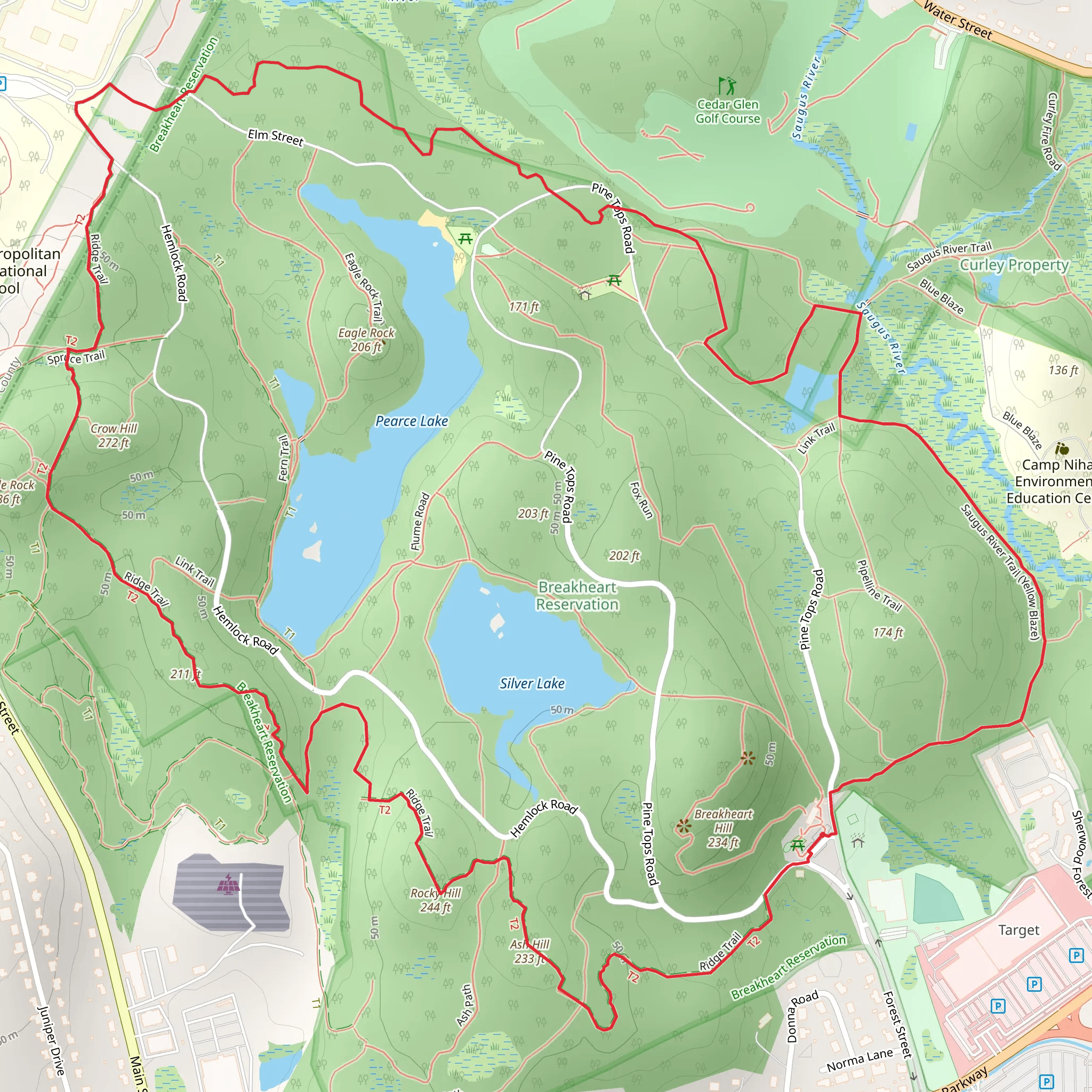 Breakheart Hill, Crow Hill and Ash Hill Loop mobile static map