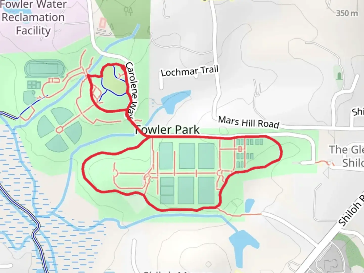 An image depicting the trail Fowler Park Loop Trail and its surrounding area.