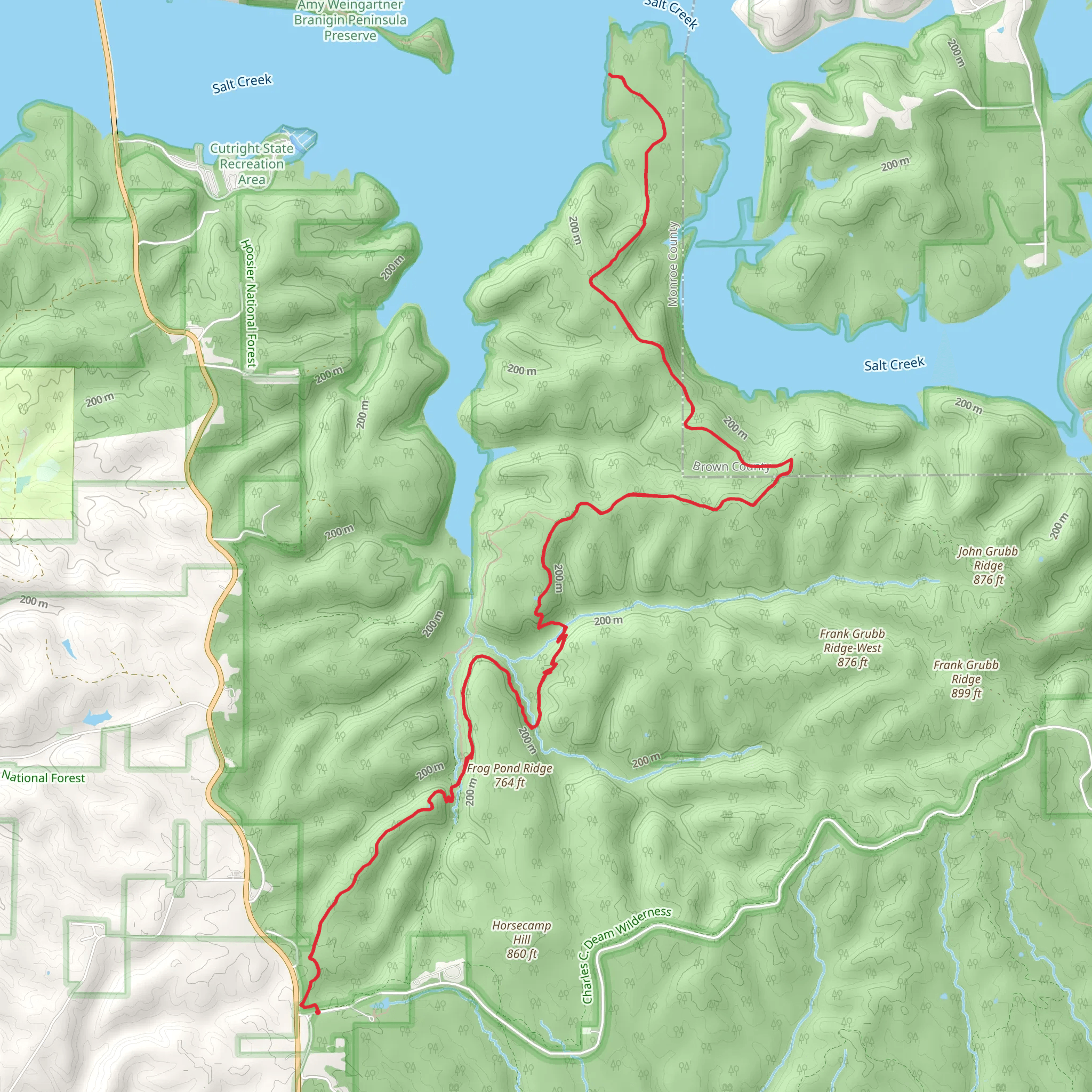 Peninsula and Grubb Ridge Trail mobile static map
