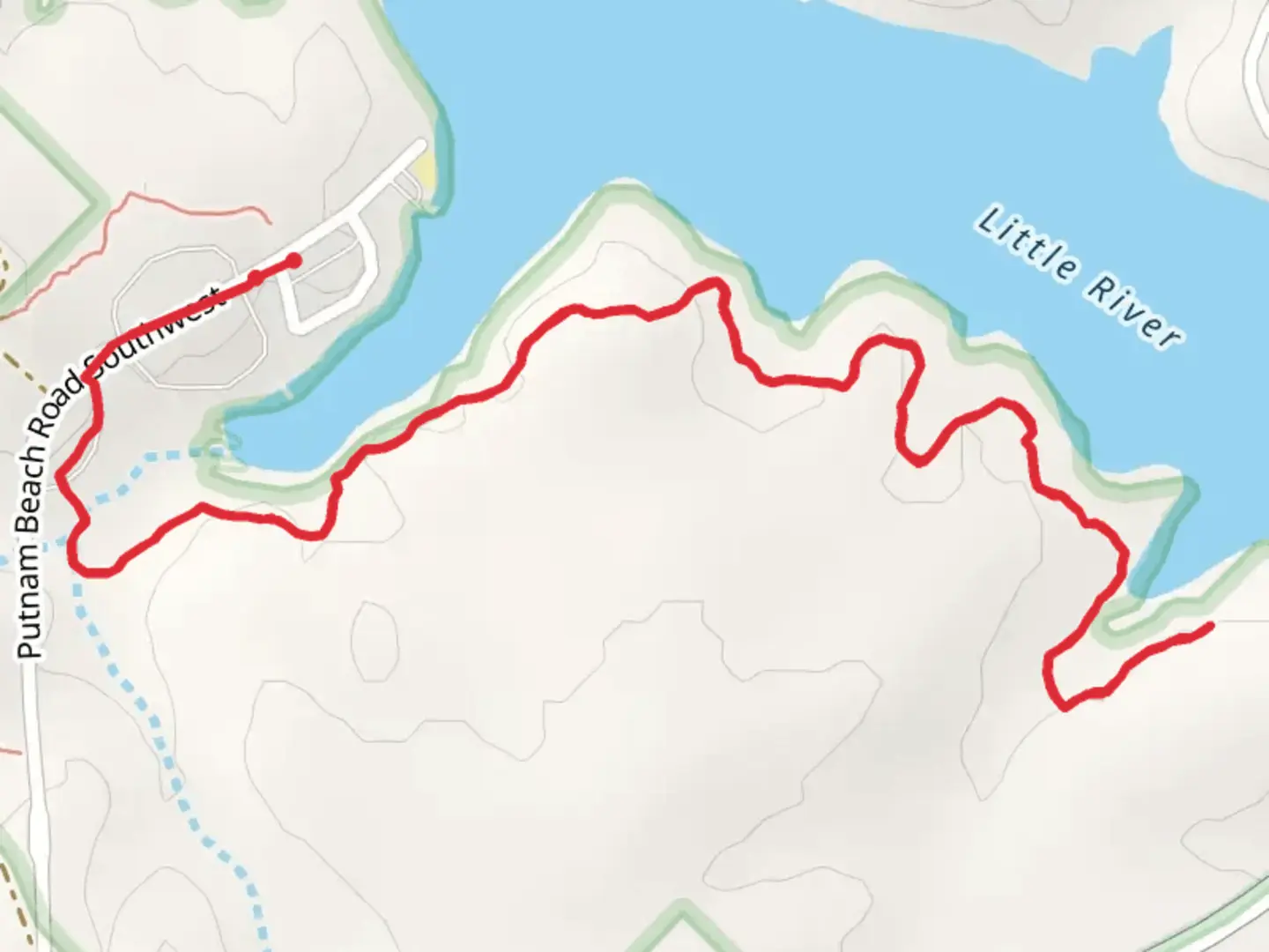 An image depicting the trail Twin Bridges Trail Out and Back and its surrounding area.