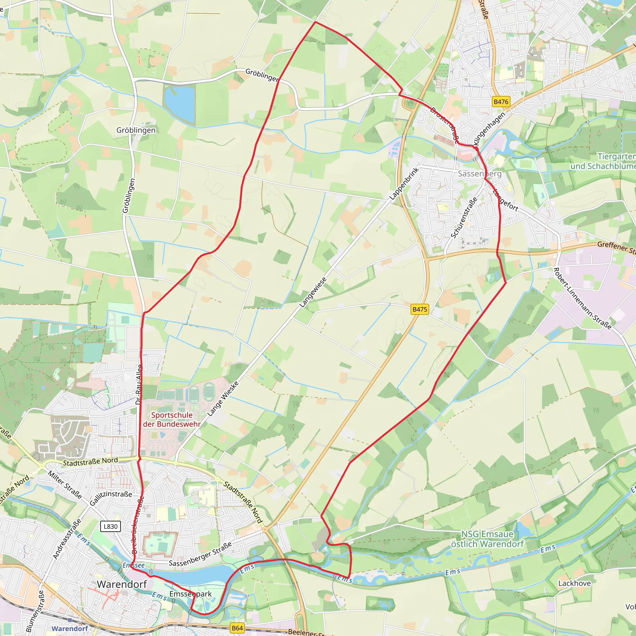 Sassenberg to Warendorf Loop mobile static map