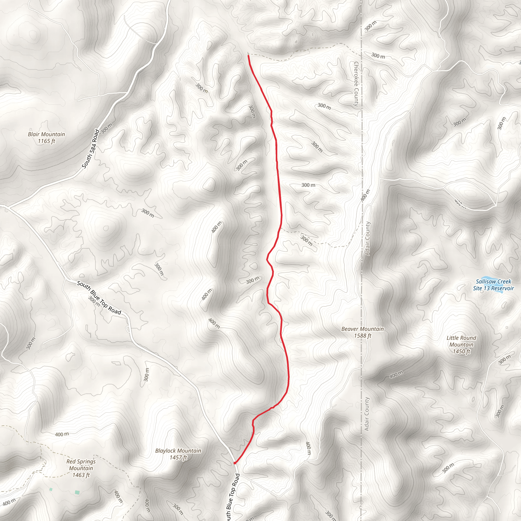 South Blue Top Road Out and Back mobile static map