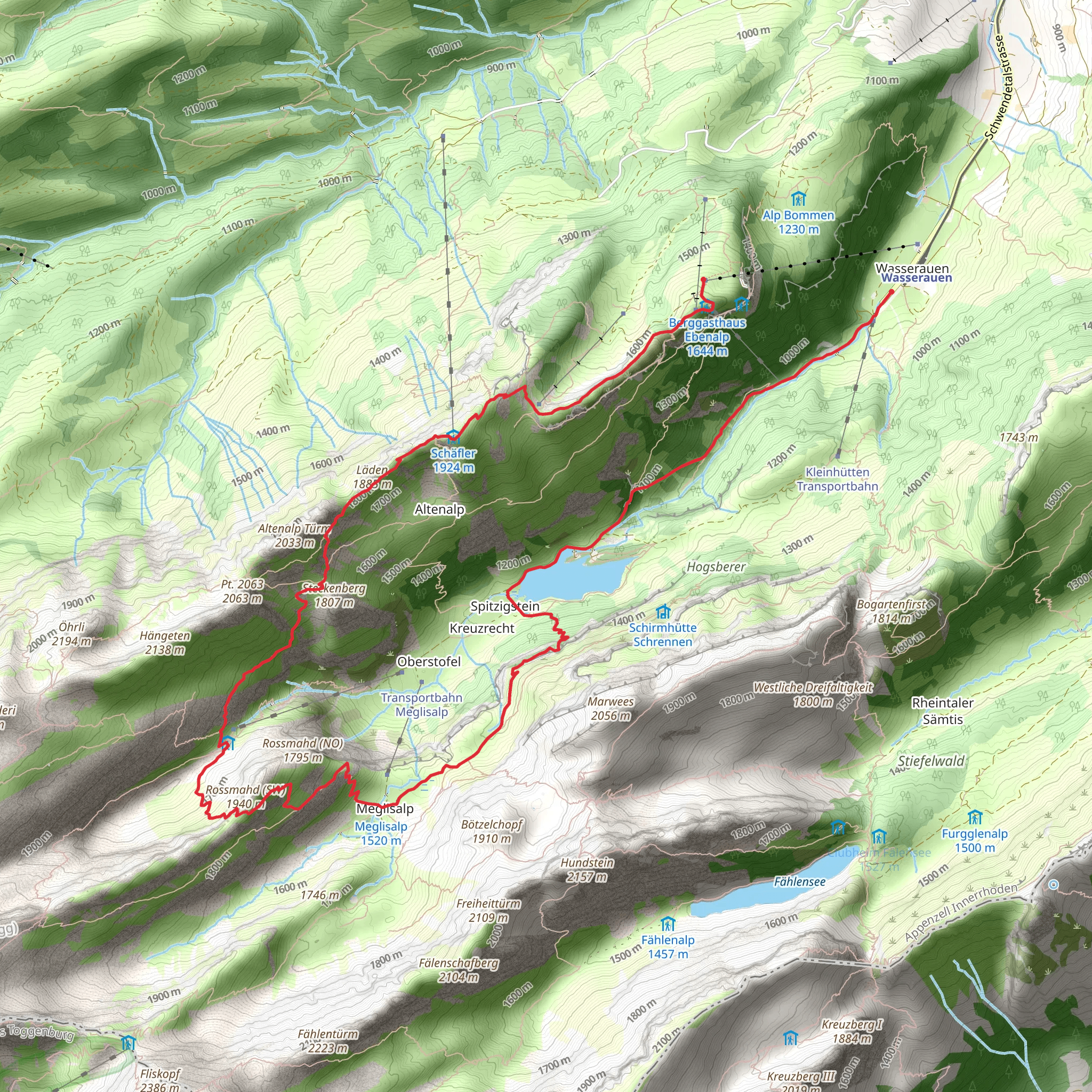 Schäfler Peak and Lake Seealpsee from Ebenalp mobile static map