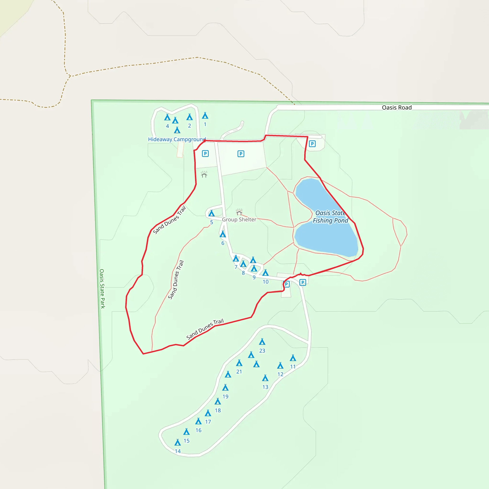 Oasis State Fishing Pond Loop mobile static map