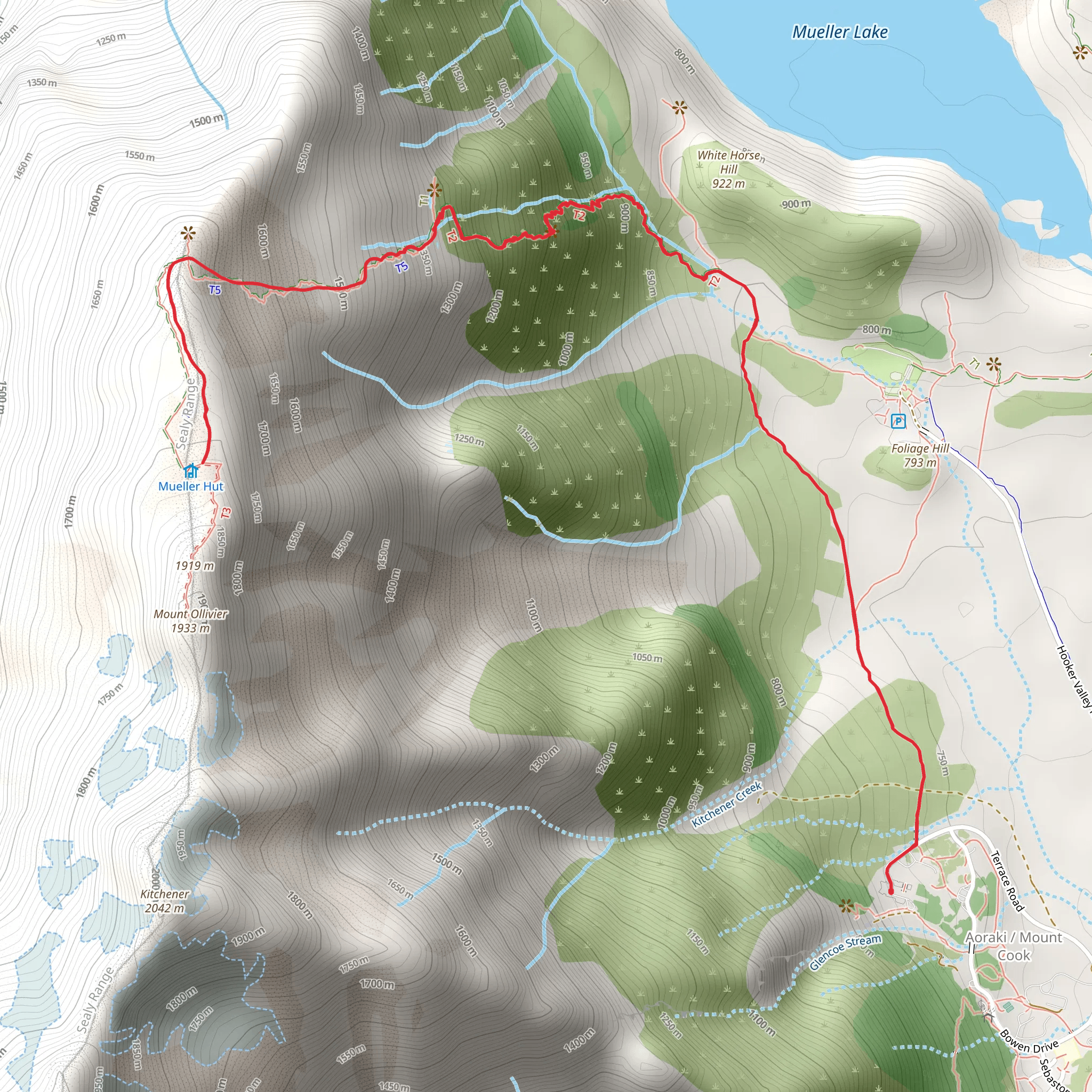 Mueller Hut Route mobile static map