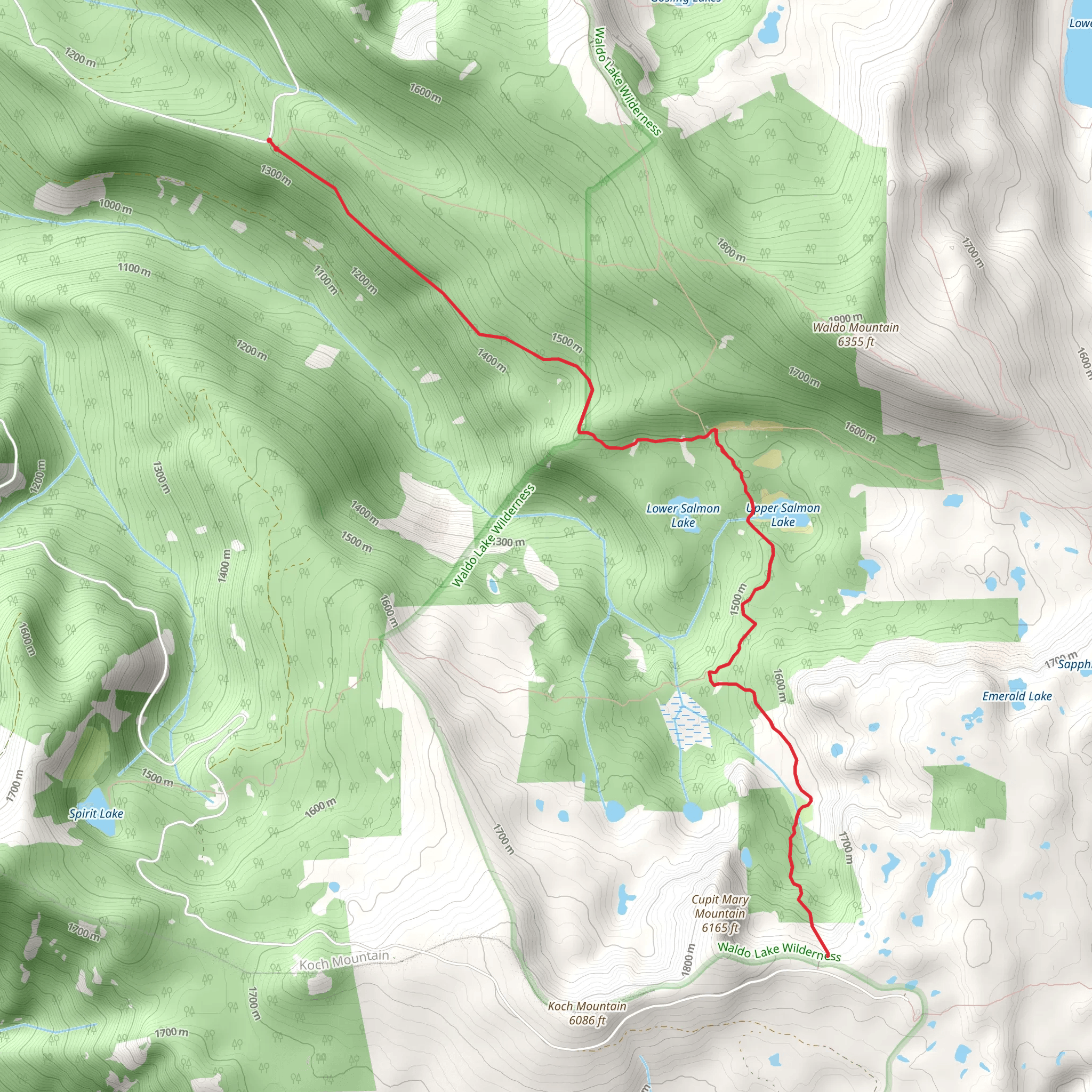 Salmon Lakes Trail in Cupit Mary Meadows mobile static map