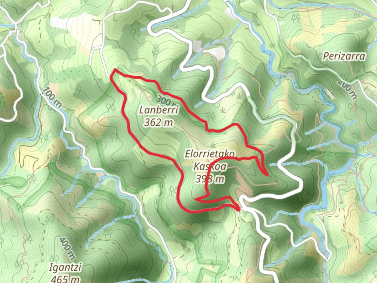 An image depicting the trail Elorrieta Summit SL GI 1004 and its surrounding area.