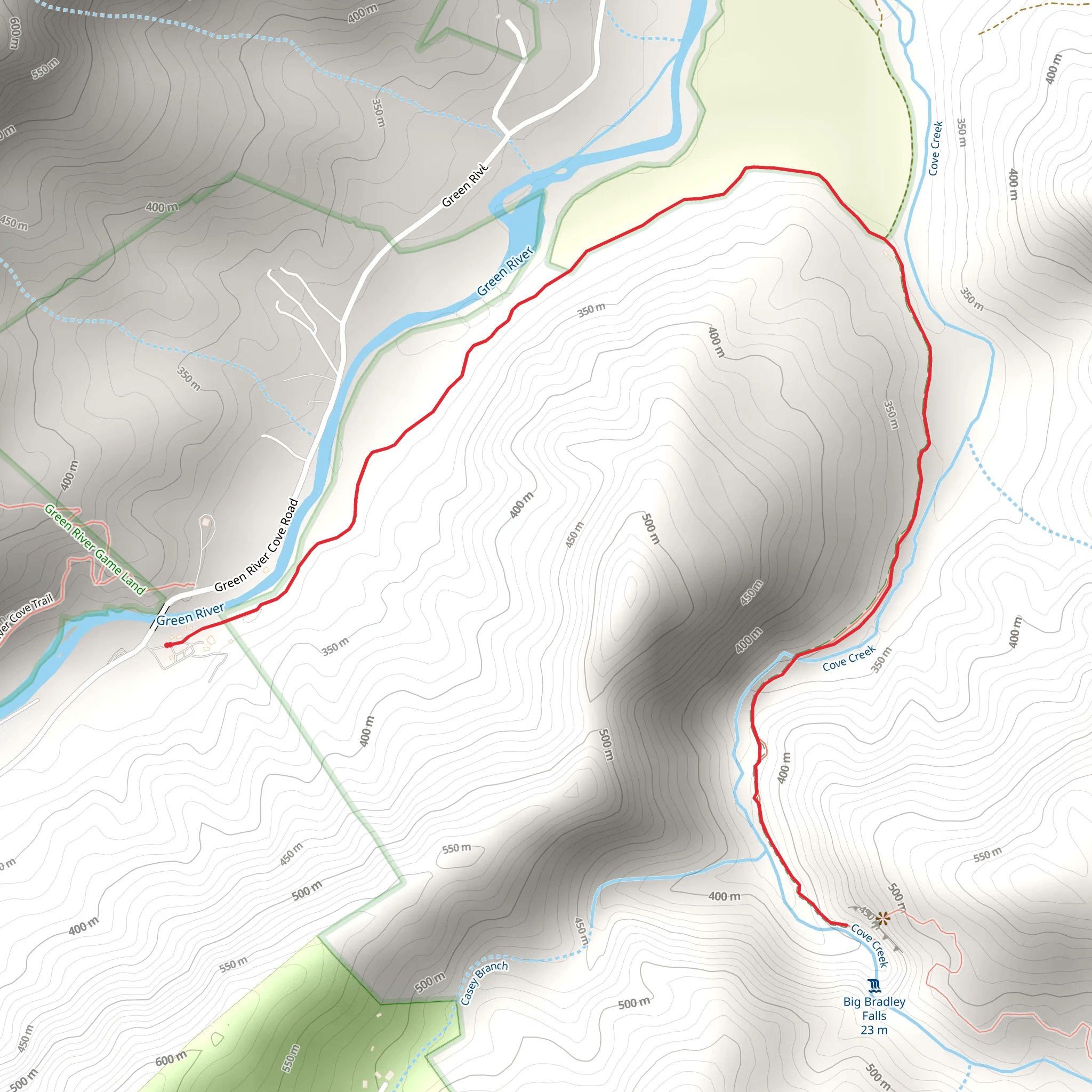 Cove Creek via Big Bradley Base Trail mobile static map