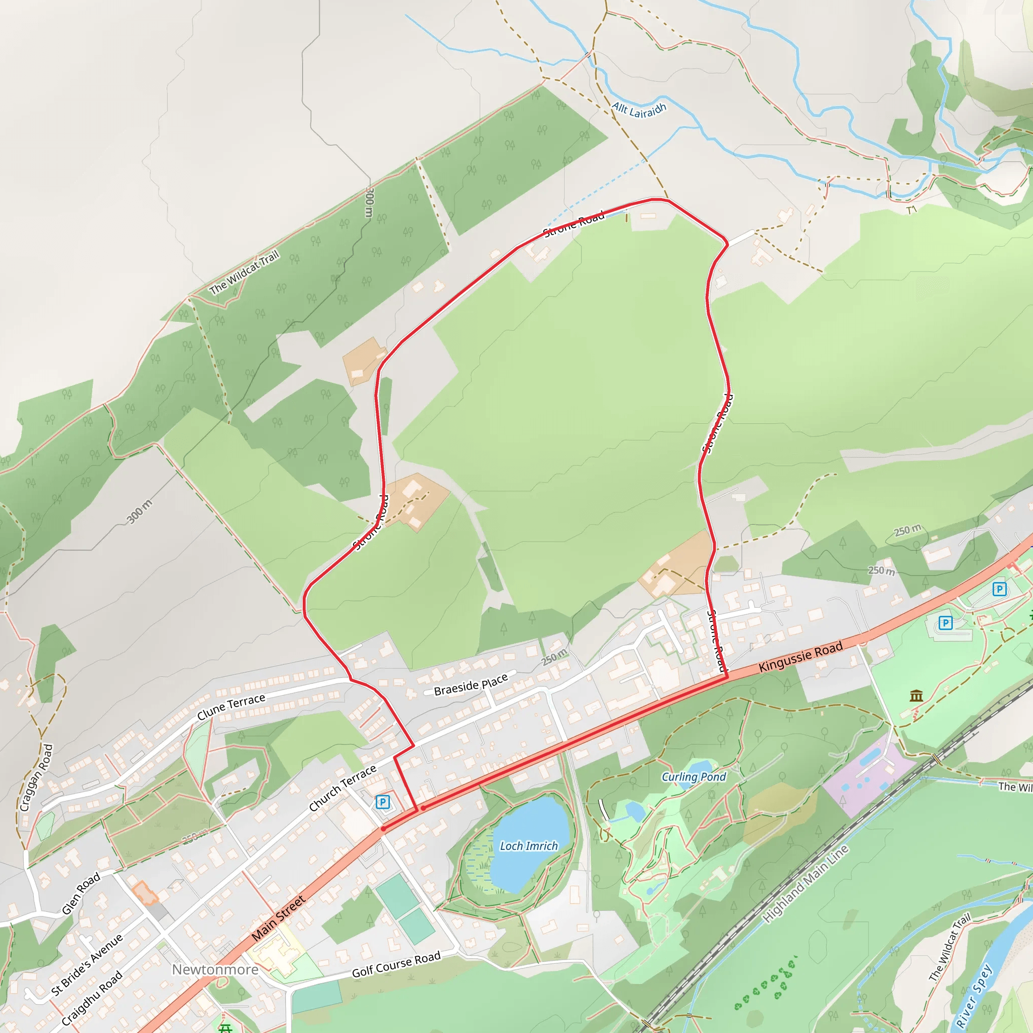 Newtonmore Path - Strone Road Trail mobile static map