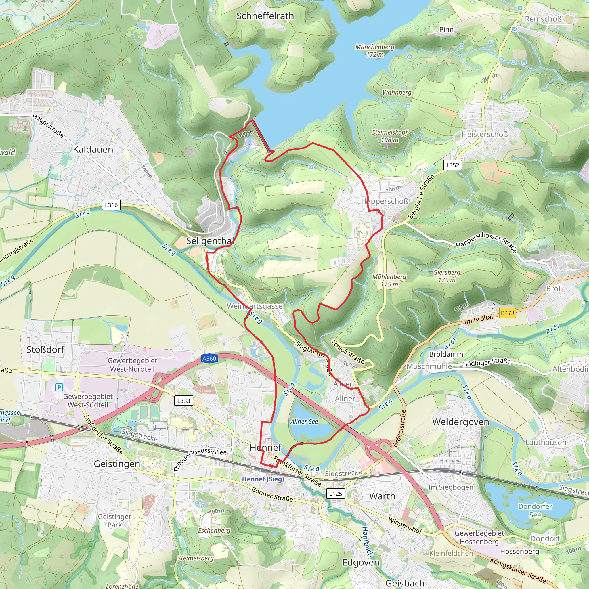 Allner See and Wahnbach via Naturparkweg mobile static map