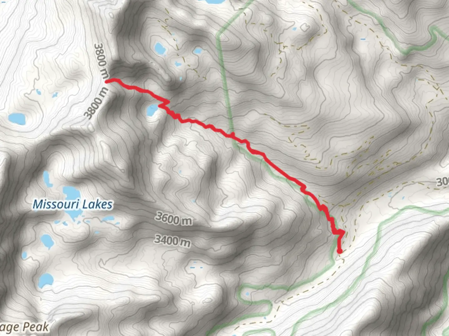 An image depicting the trail Fancy Lakes Trail from Missouri Creek Road and its surrounding area.