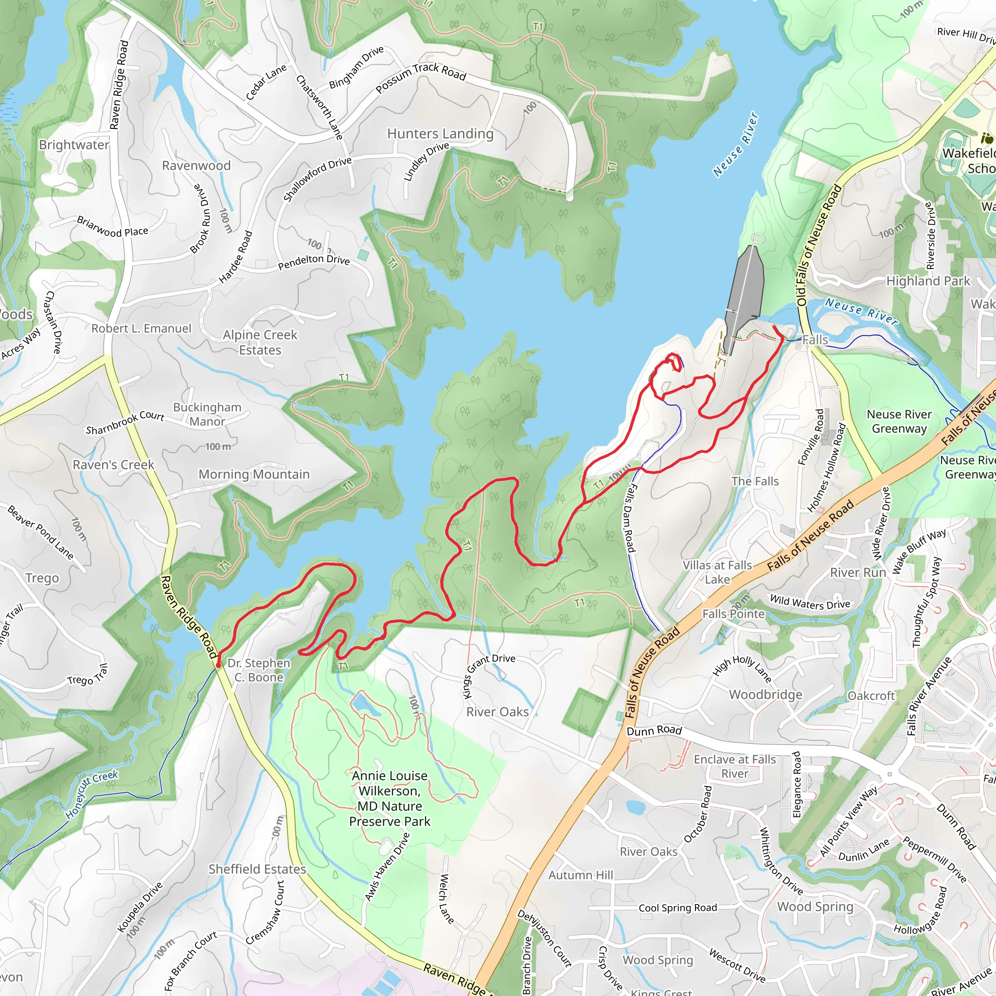Falls Lake Trail Out and Back mobile static map