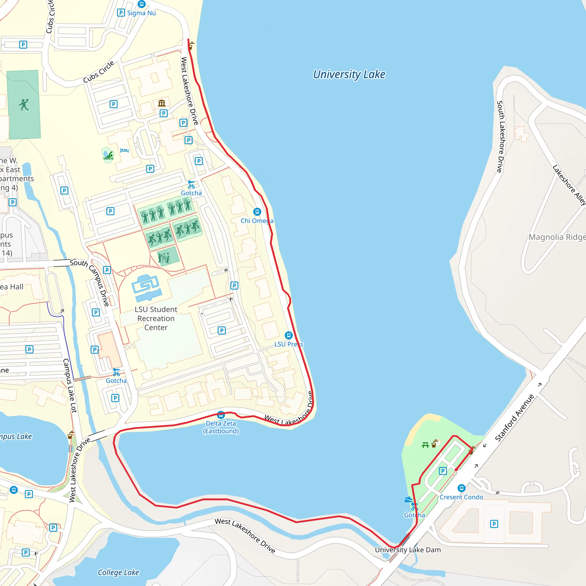 University Lake Southwest Shore Walk mobile static map