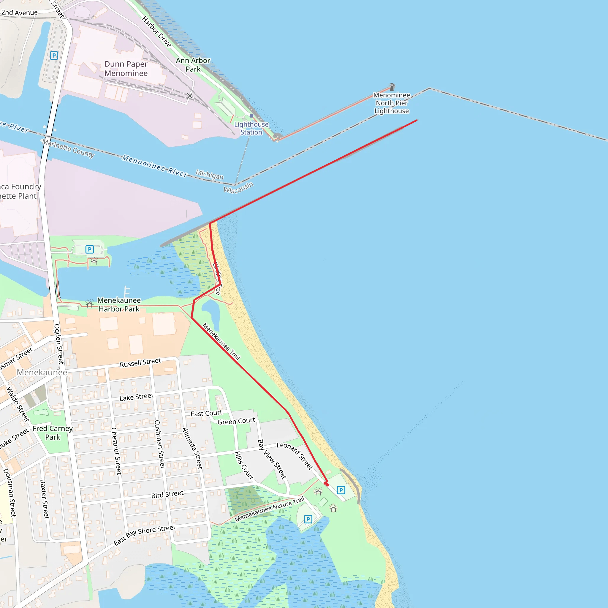 Menekaunee Trail mobile static map