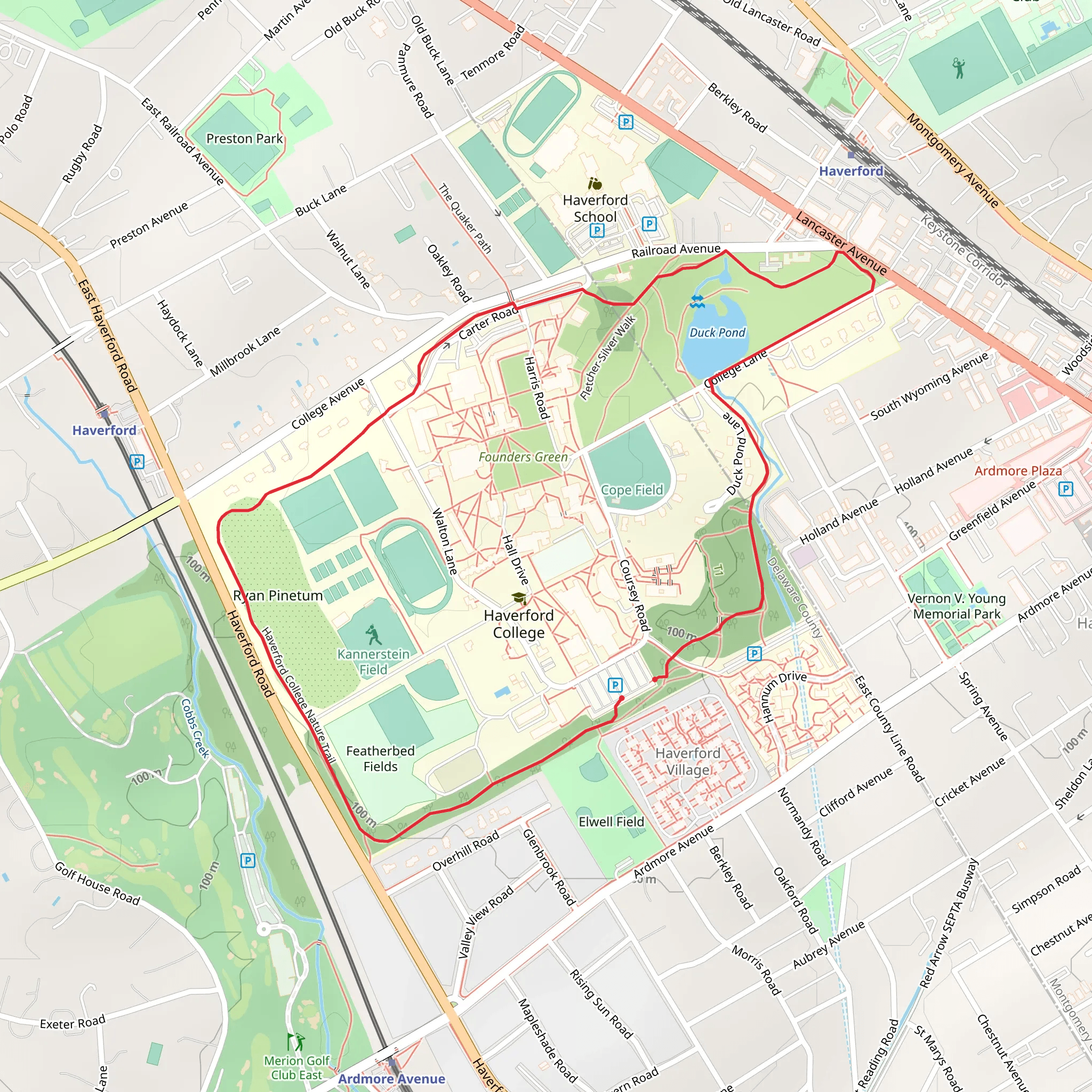 Haverford College Nature Trail Loop mobile static map