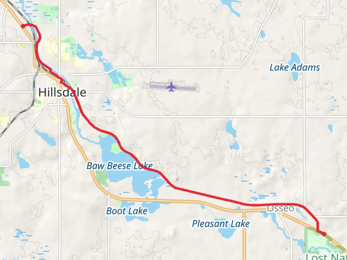 An image depicting the trail Kiwanas Baw Beese Trail and its surrounding area.
