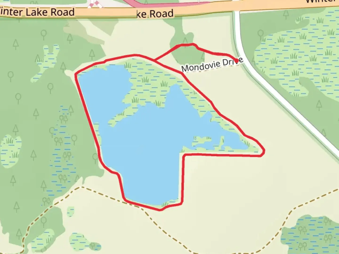 An image depicting the trail Mondovie Drive Loop and its surrounding area.