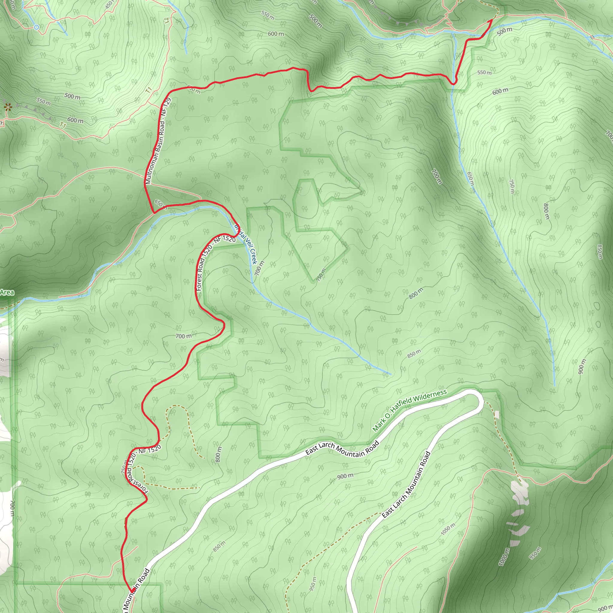 Bridal Veil Creek Out and Back mobile static map
