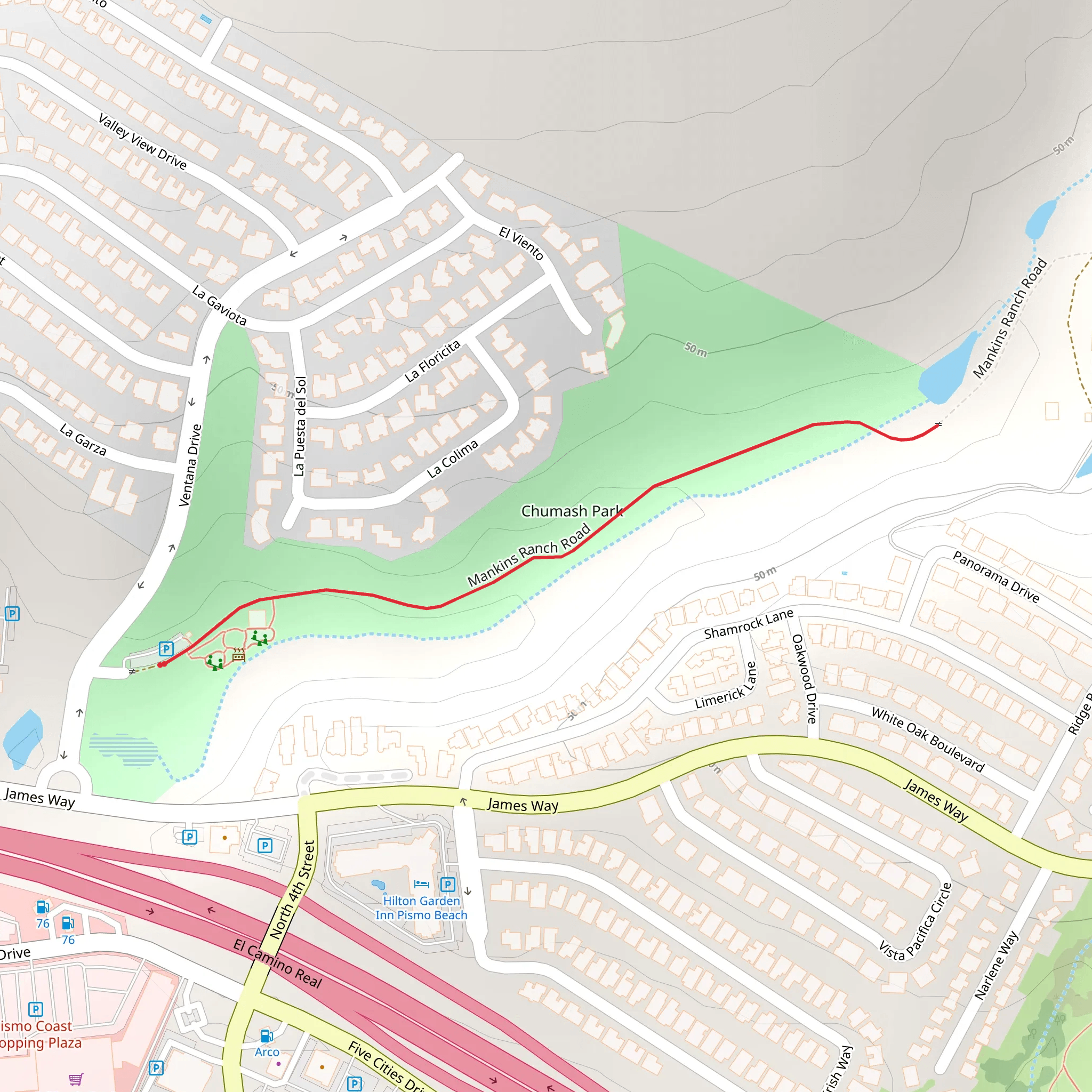 Mankins Ranch Road - Chumash Park mobile static map