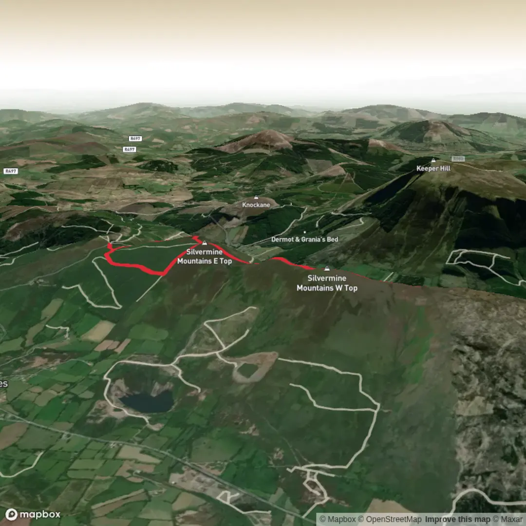 An image depicting the trail Silvermines Ridge and its surrounding area.