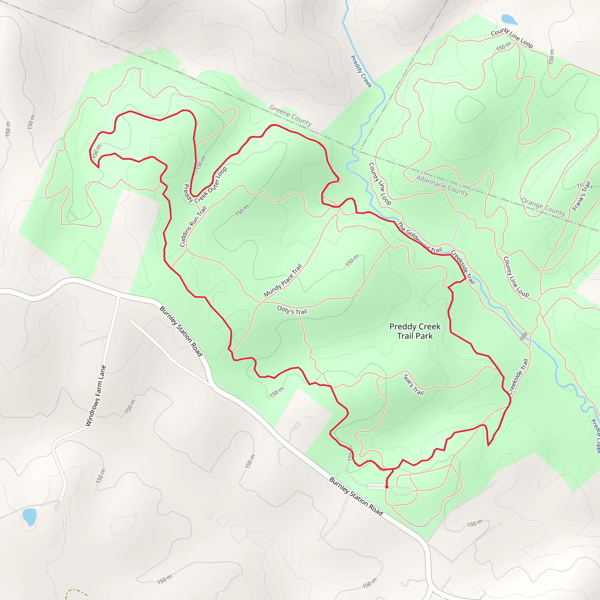 Preddy Creek Park Loop Trail mobile static map