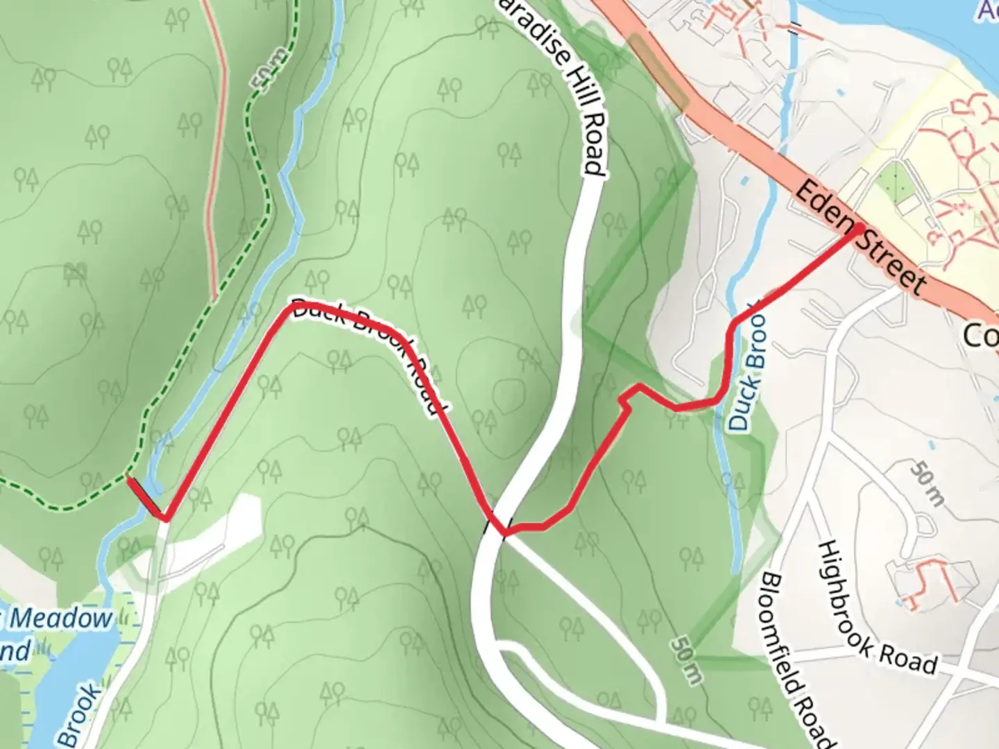 An image depicting the trail Duck Brook Falls Trail and its surrounding area.