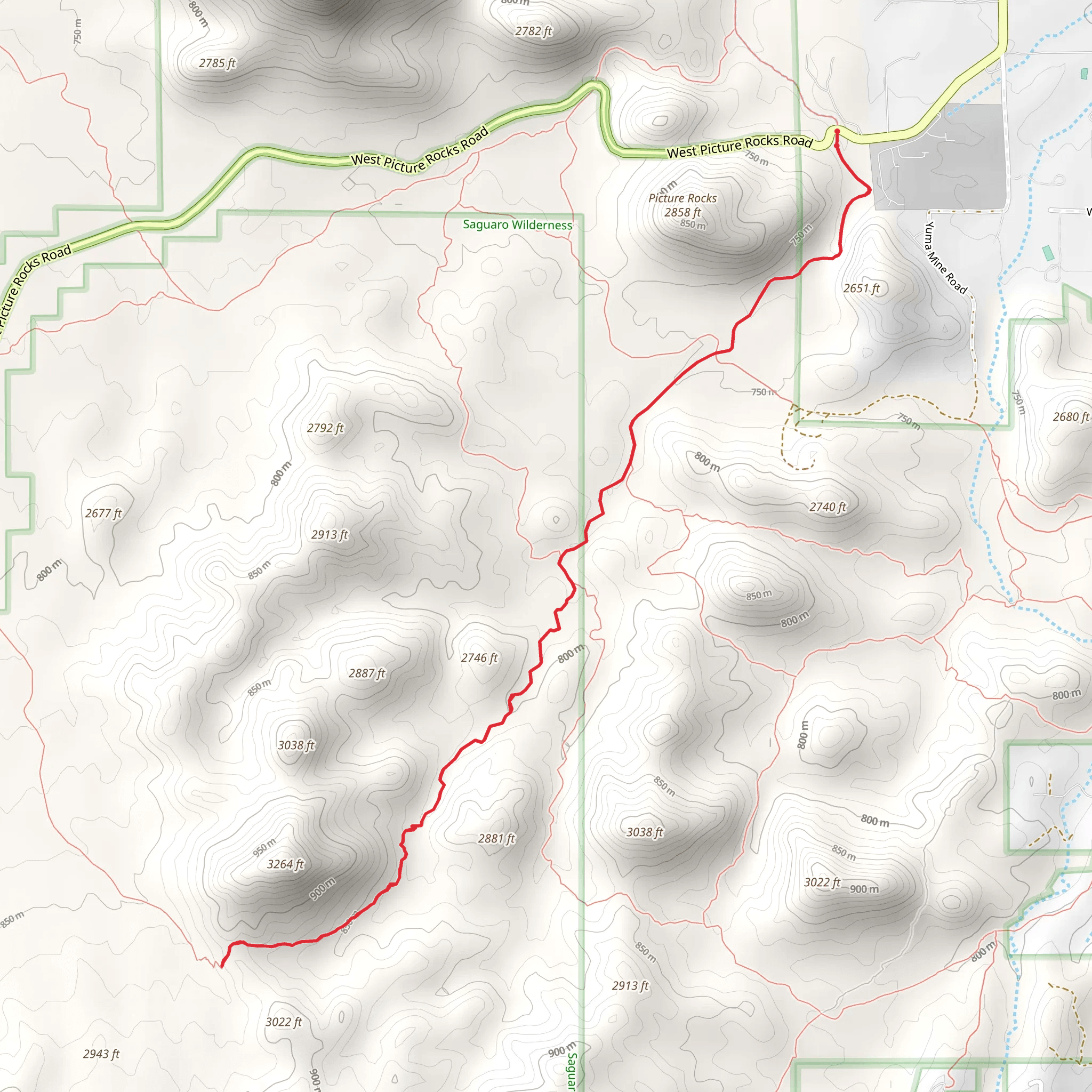 Picture Rocks Wash Trail mobile static map