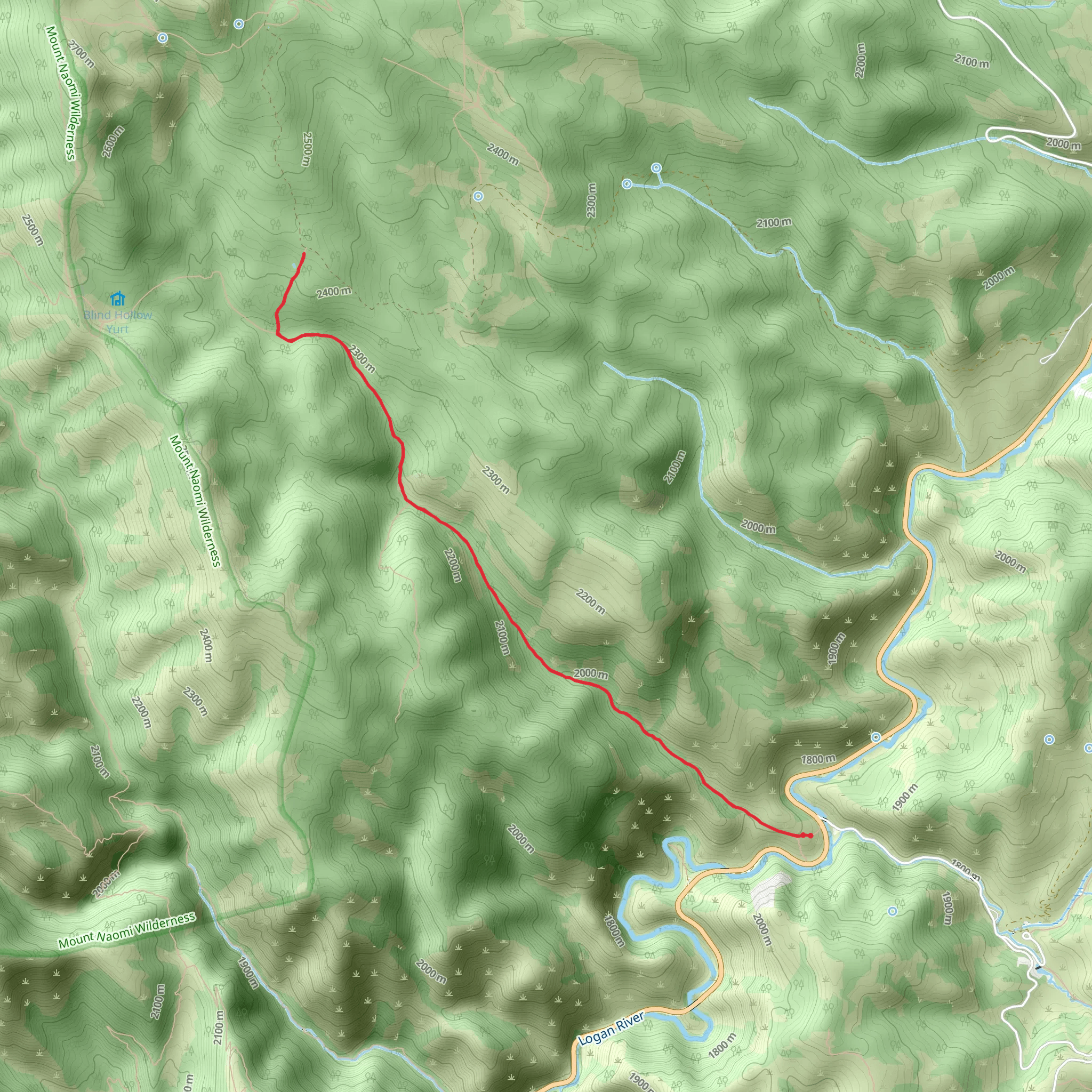 Blind Hollow Trail mobile static map