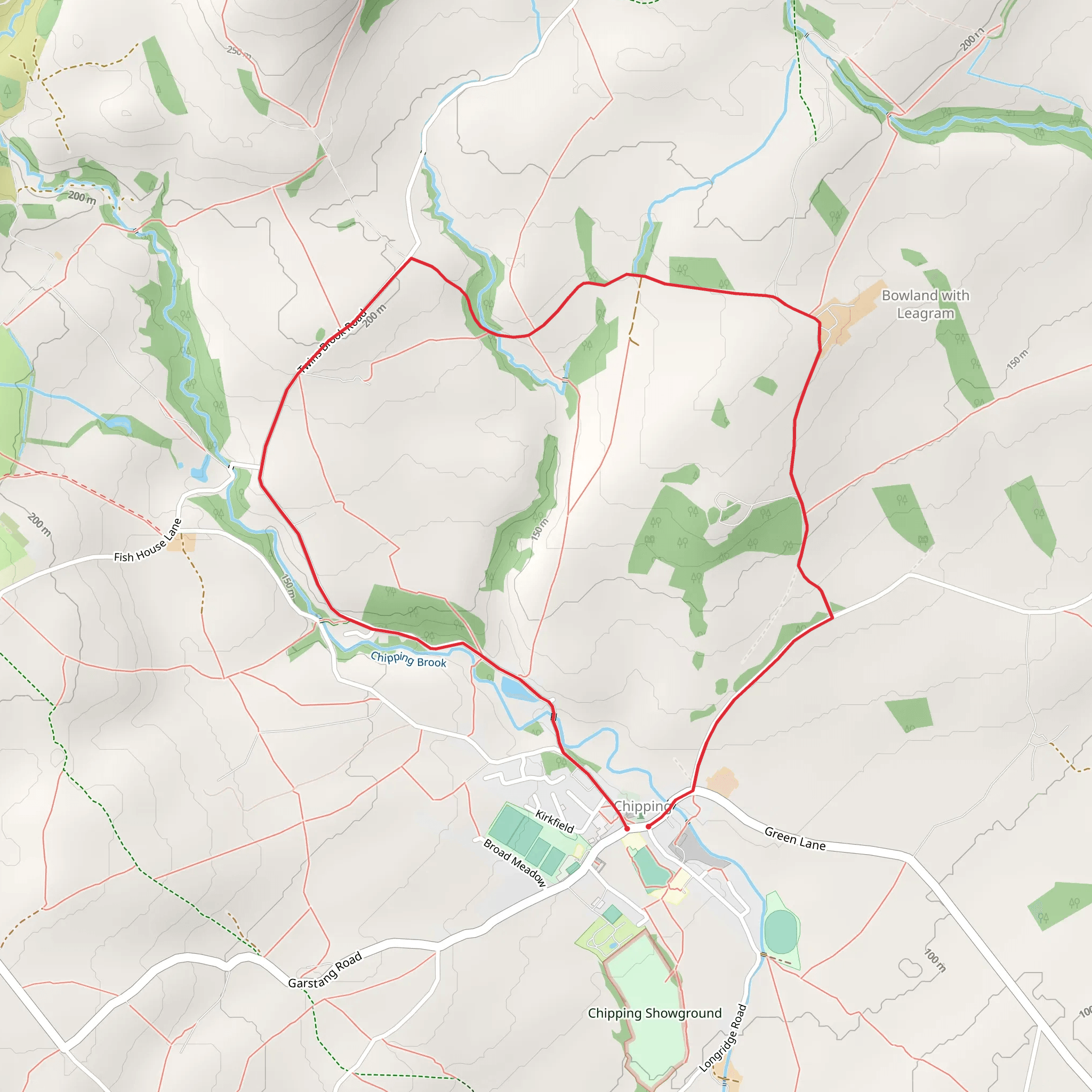 Chipping and the Fells of Bowland mobile static map