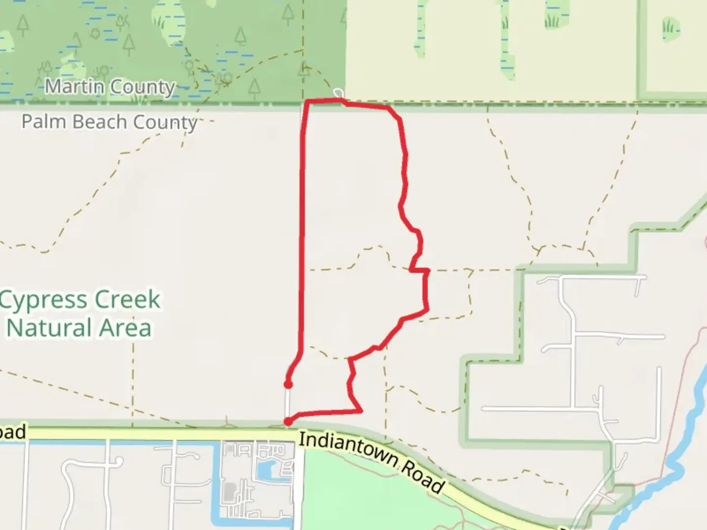 An image depicting the trail Gulfstream Citrus Road Loop and its surrounding area.