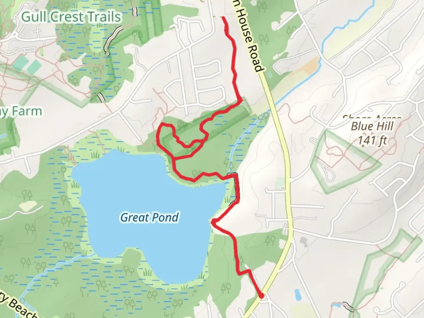 An image depicting the trail Great Pond - Borrow Pit and its surrounding area.