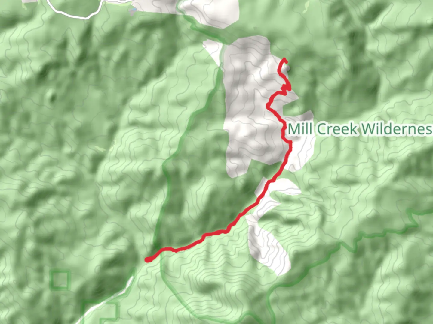 An image depicting the trail Twin Pillars via East Fork Mill Creek and its surrounding area.