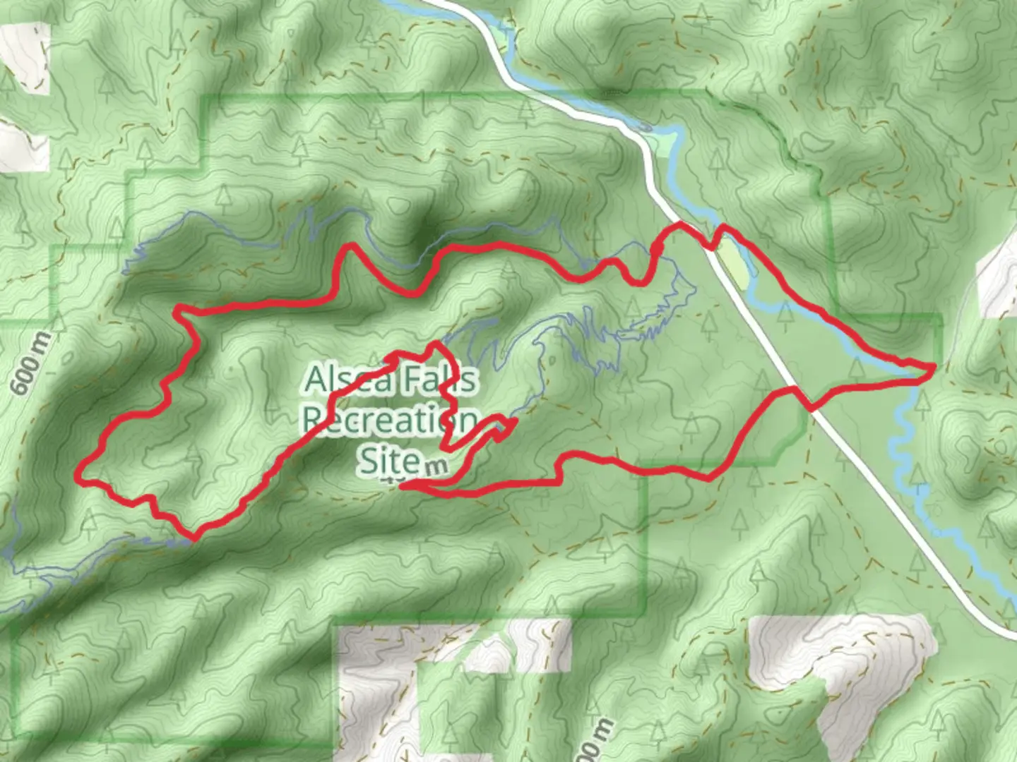 An image depicting the trail Fall Creek - South Fork Mile Loop Trail and its surrounding area.